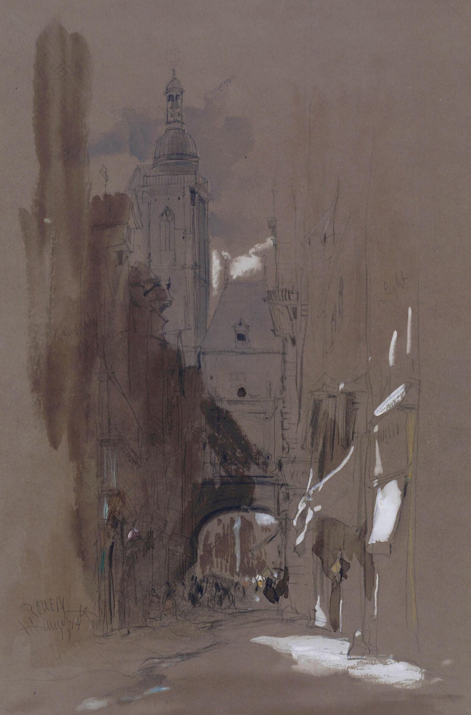 Rouen, the Clock Tower, James Holland, ca. 1825-1870