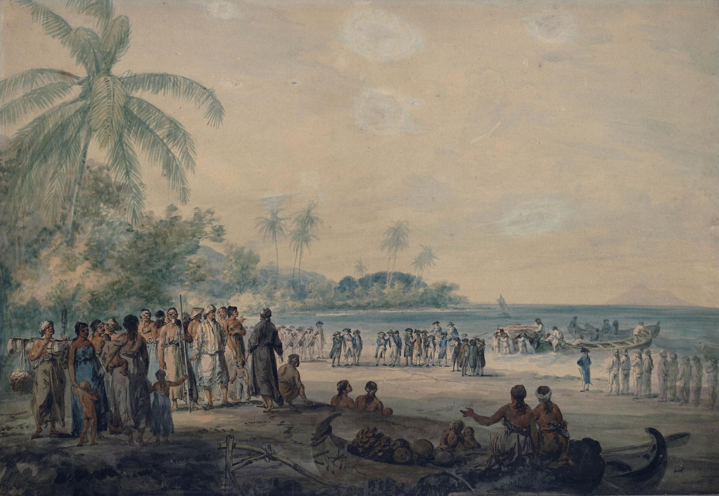 The Landing of the Remains of the Honourable Col. Cathcart for interment at Anger(e) Point in the Island of Java, the elder Julius Caesar Ibbetson, ca. 1788