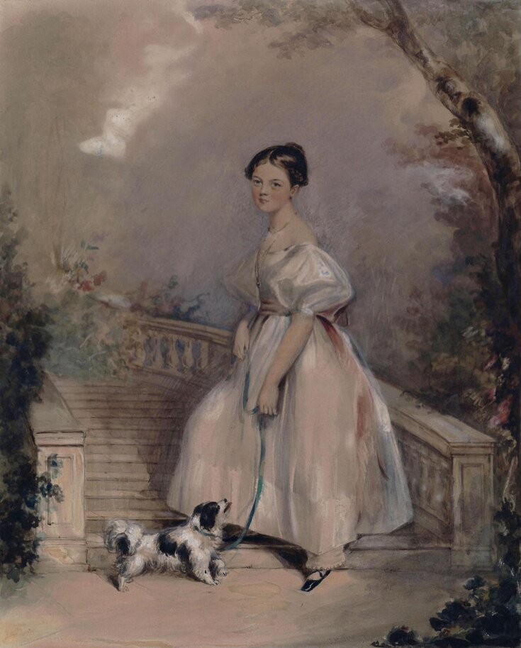 Young Girl with a Dog on the Terrace top image