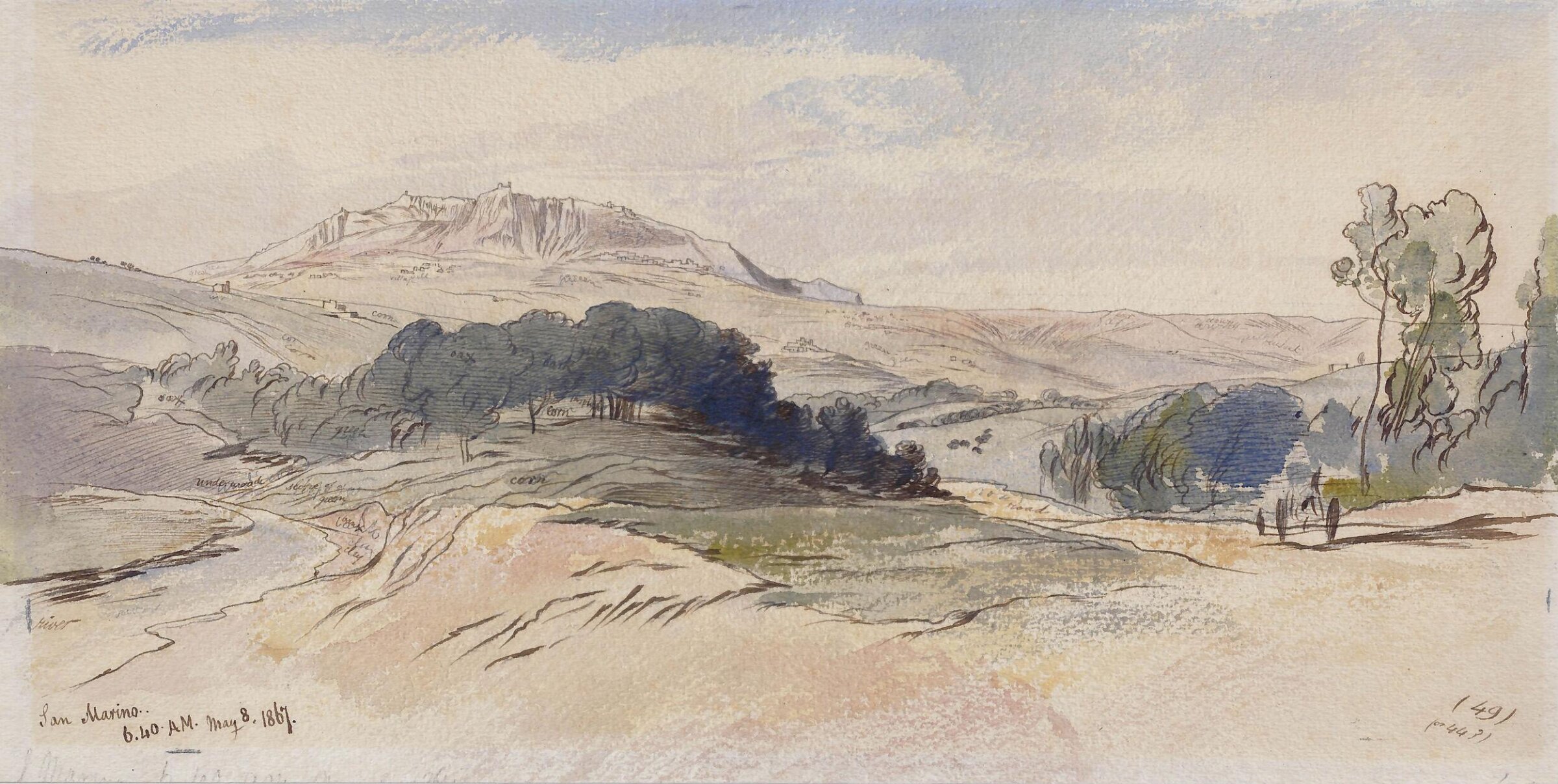 San Marino 6.40 AM.  May 8. 1867, Edward Lear, 1867
