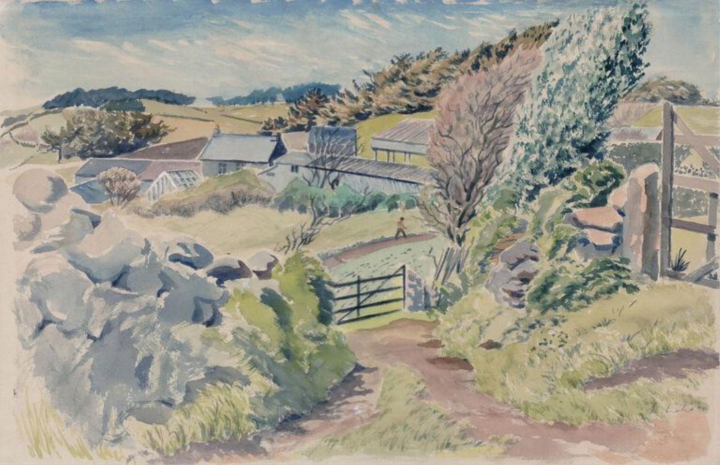 Farm Track and Gates, Guy Malet, ca. mid 20th century
