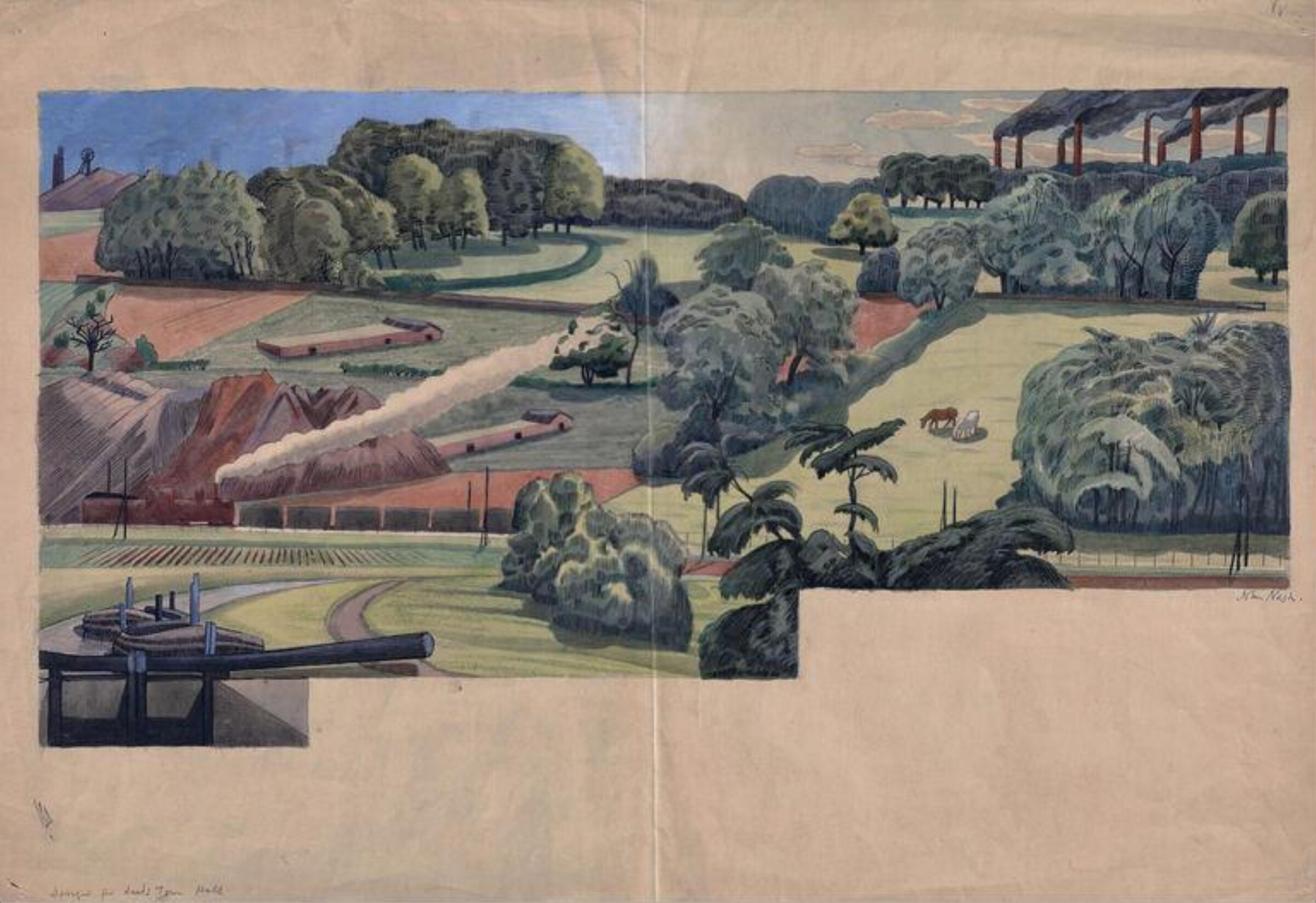 Design for a mural in Leeds Town Hall, John Northcote Nash, ca. mid 20th century