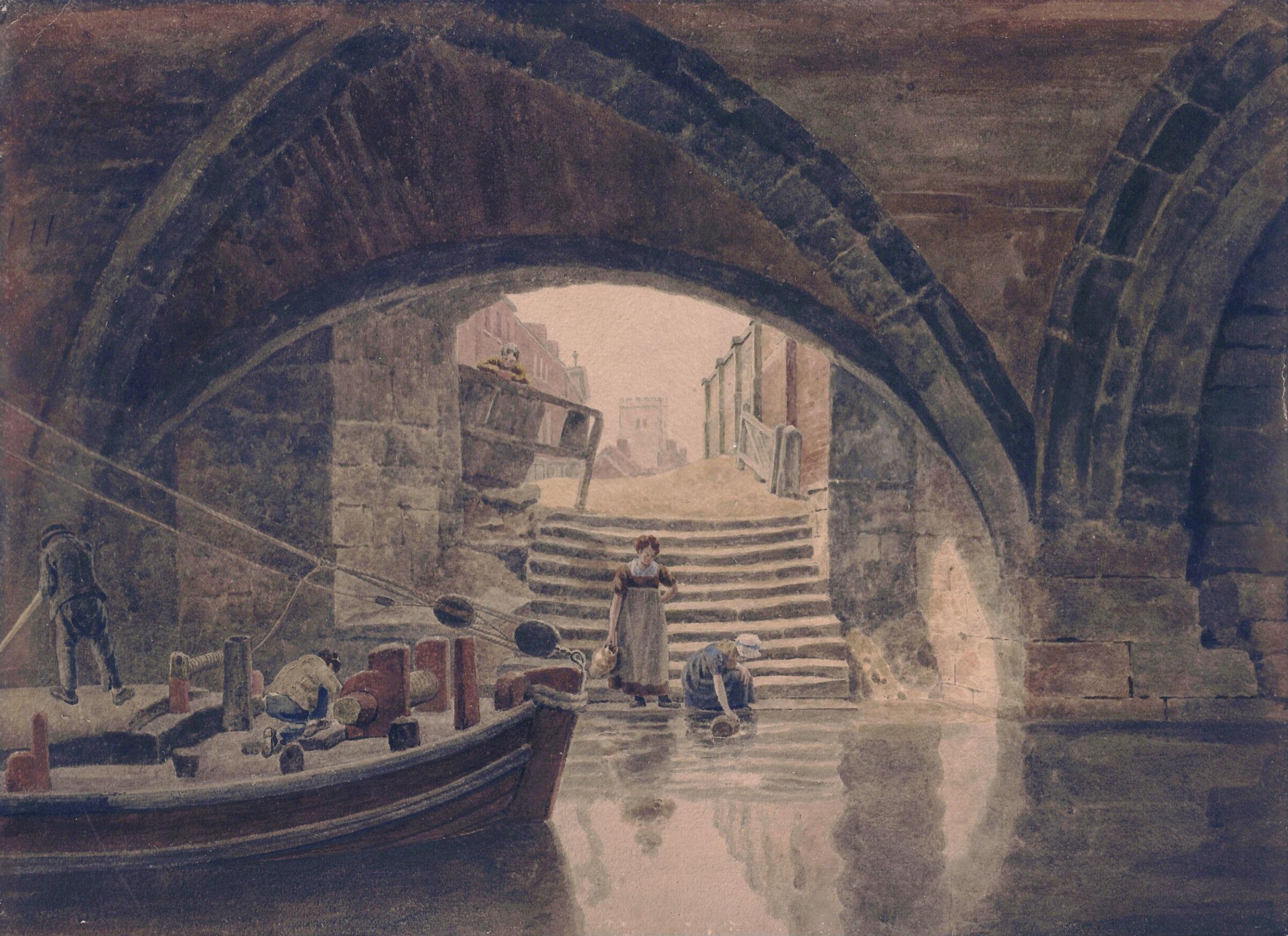 View under the High Bridge at Lincoln, Frederick Nash, 1811