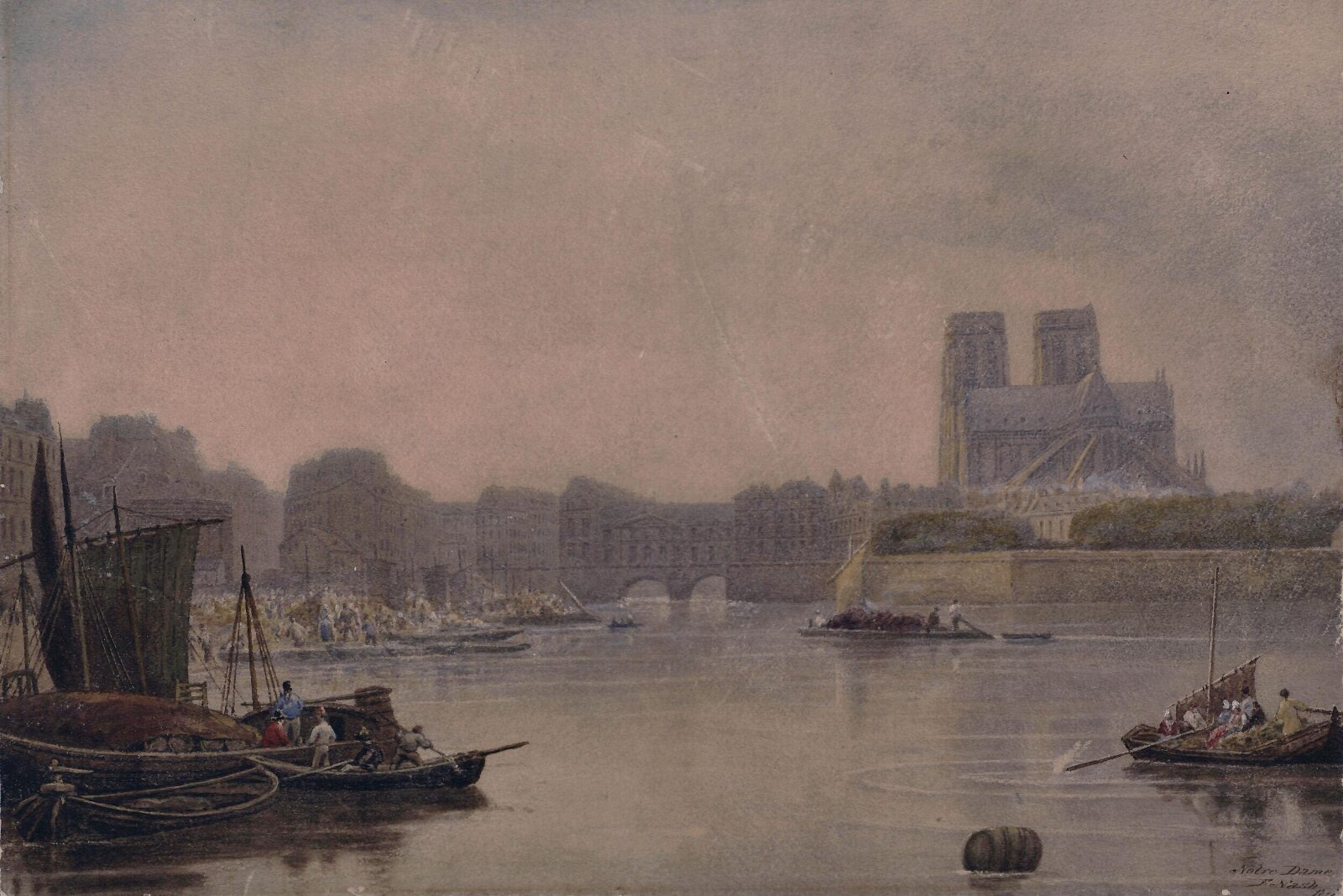 Notre Dame, Paris, Frederick Nash, ca. early 19th century