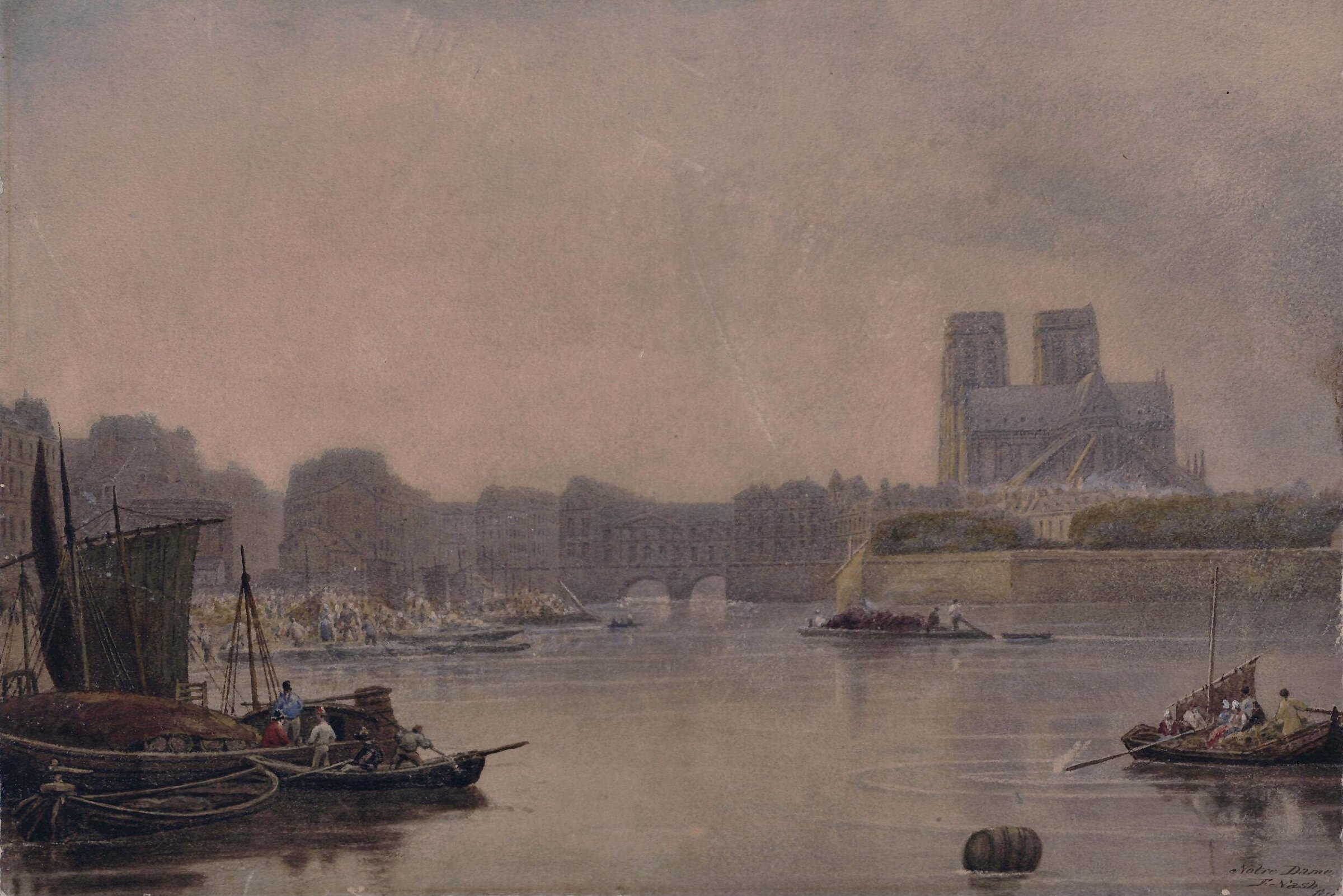 Notre Dame, Paris, Frederick Nash, ca. early 19th century