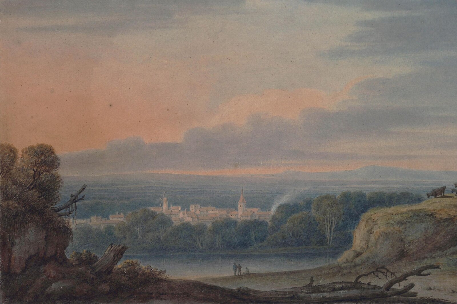 Landscape with River and Village, Wells, 1806