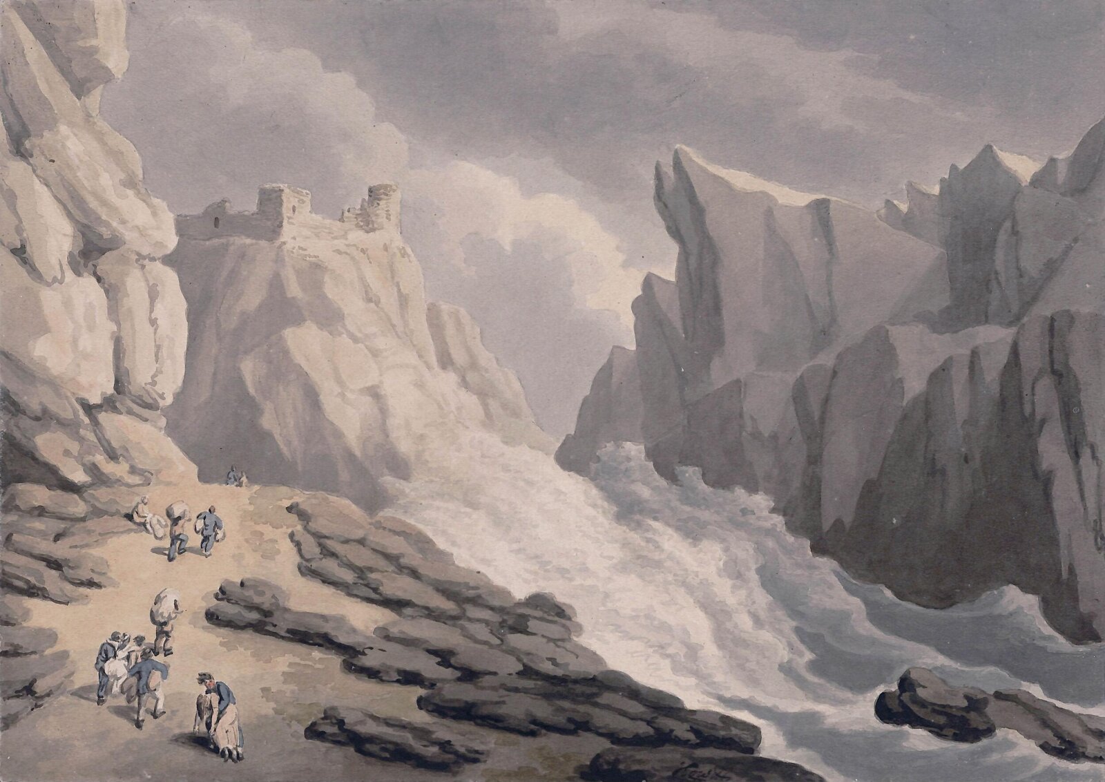 King Arthur's Castle, Tintagel, Cornwall, Samuel Howitt, ca. 1790-1822