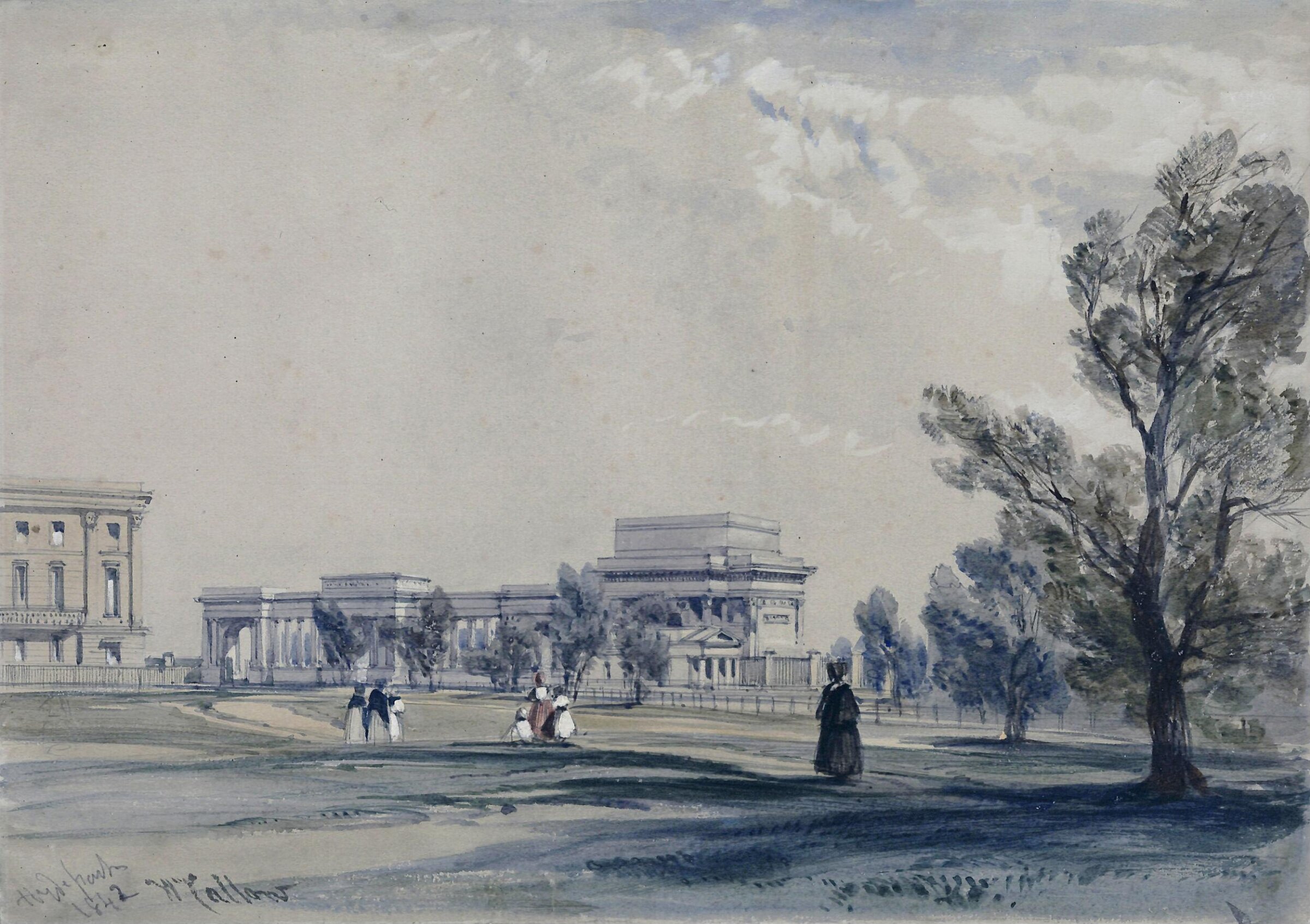Entrance to Hyde Park at Hyde Park Corner, William Callow, 1842