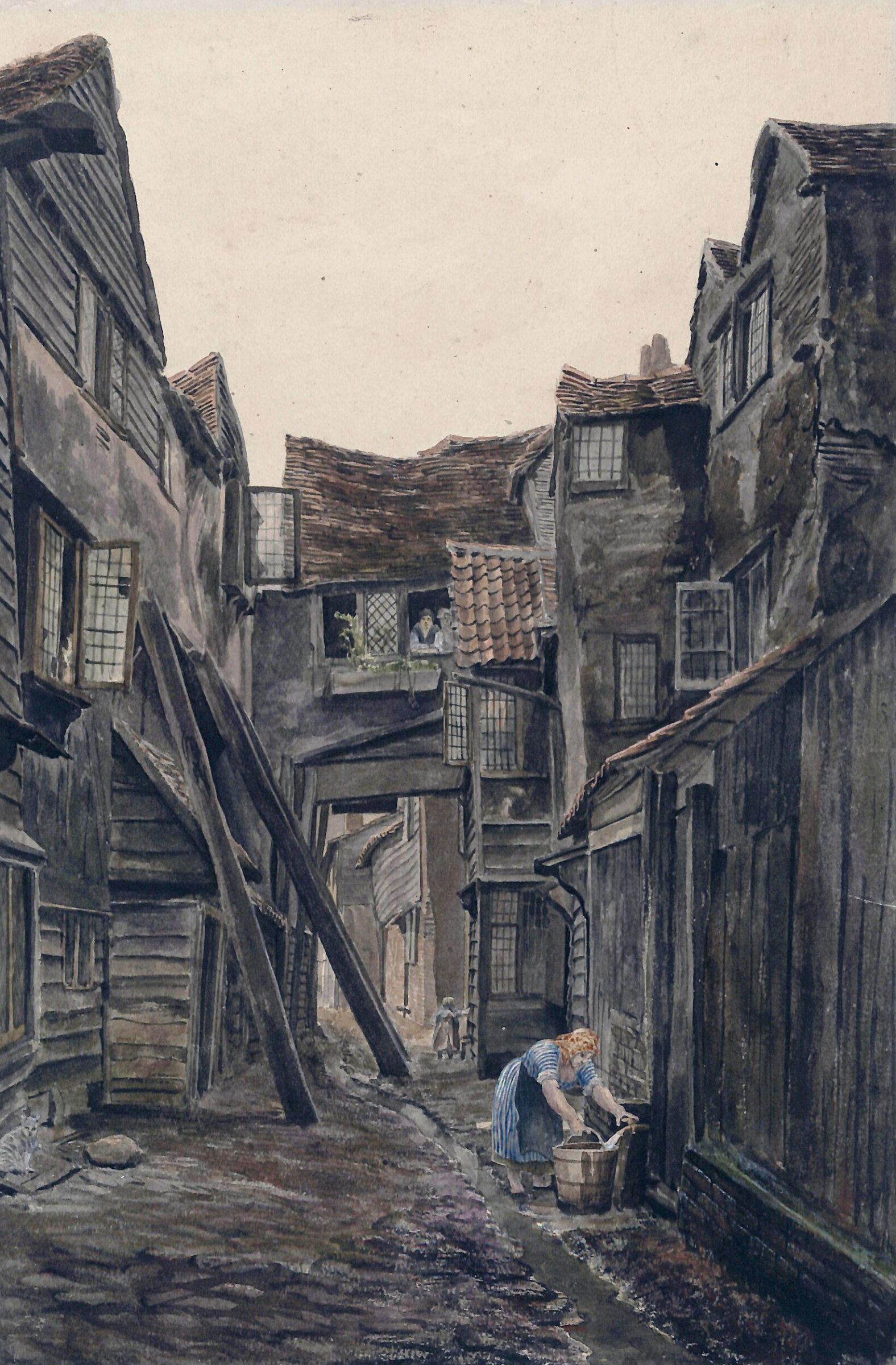Houses in Little Greenwich, Aldersgate Stree, Cornelius Varley, ca. 1804