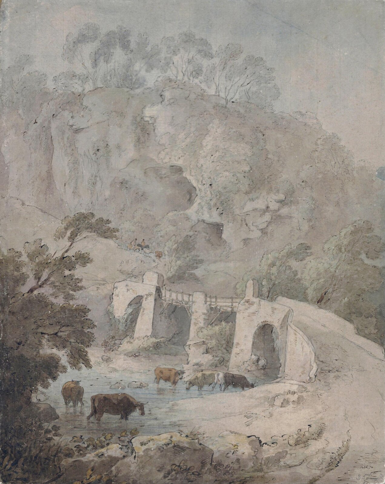 Cattle in a Stream: Bridge and Rocks, Gainsborough, ca. 1755-88