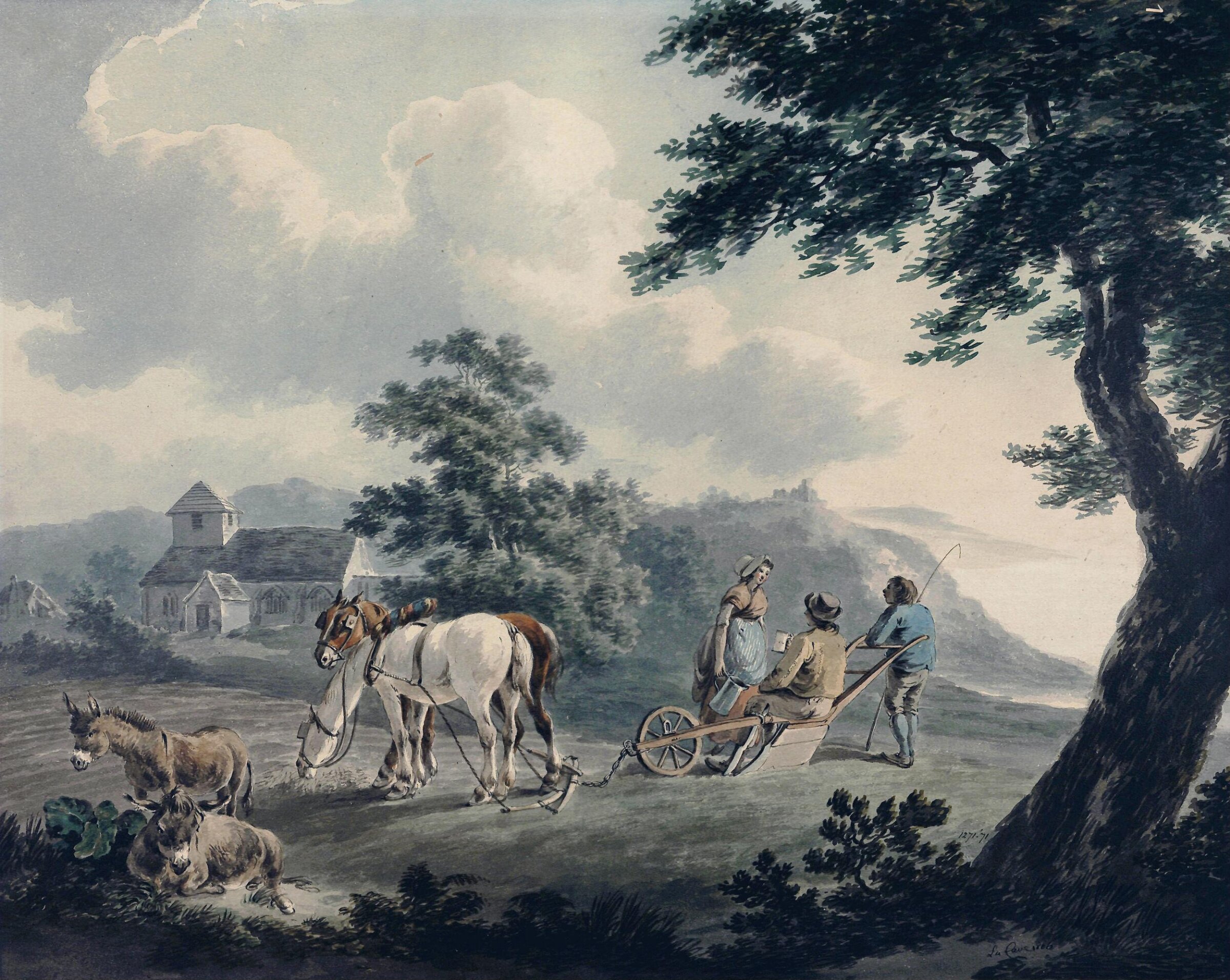 Landscape with Horses at Plough, and Figures, Peter Le Cave, 1806