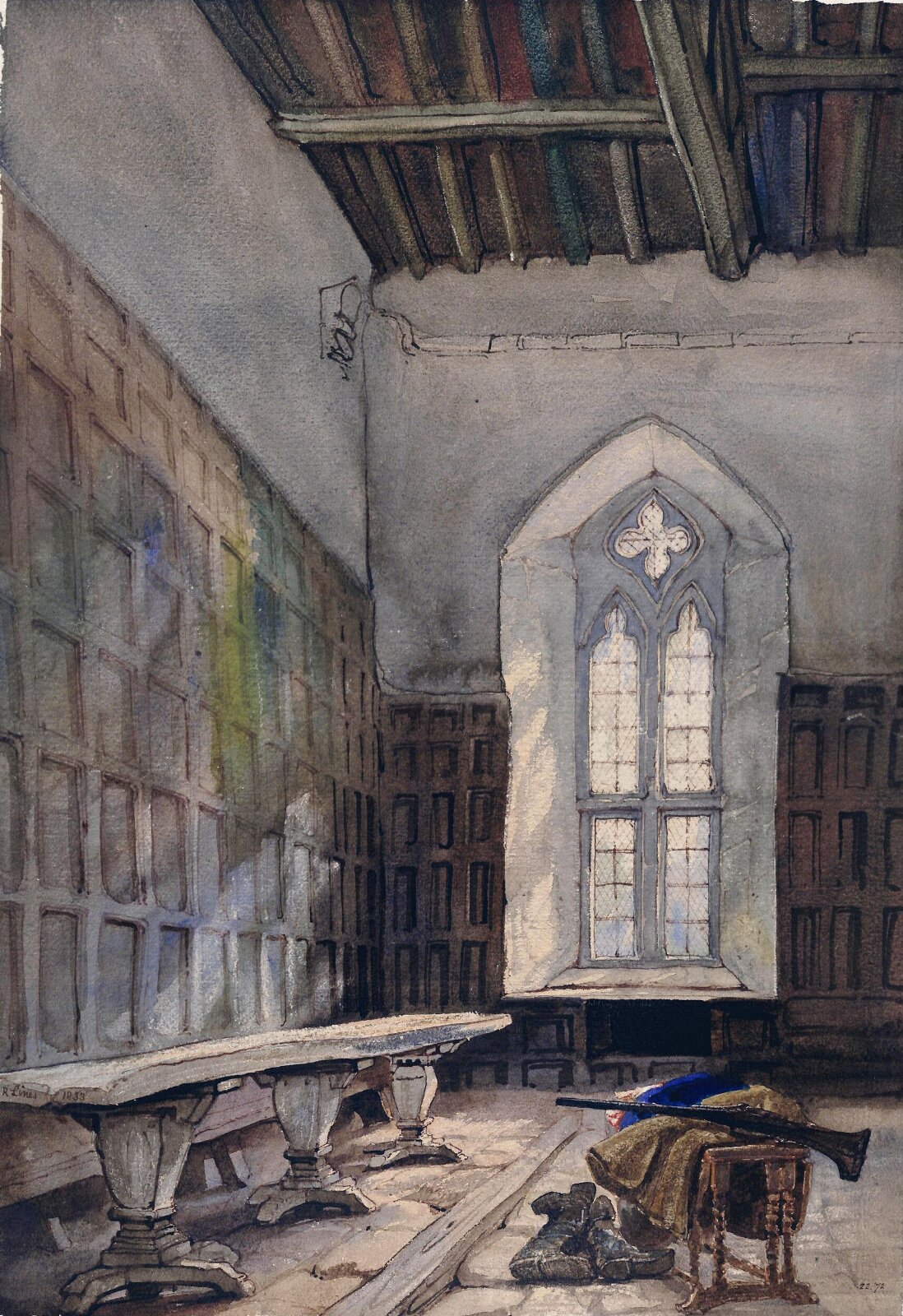 The dias and dining table at Haddon Hall, Samuel Lines, 1833
