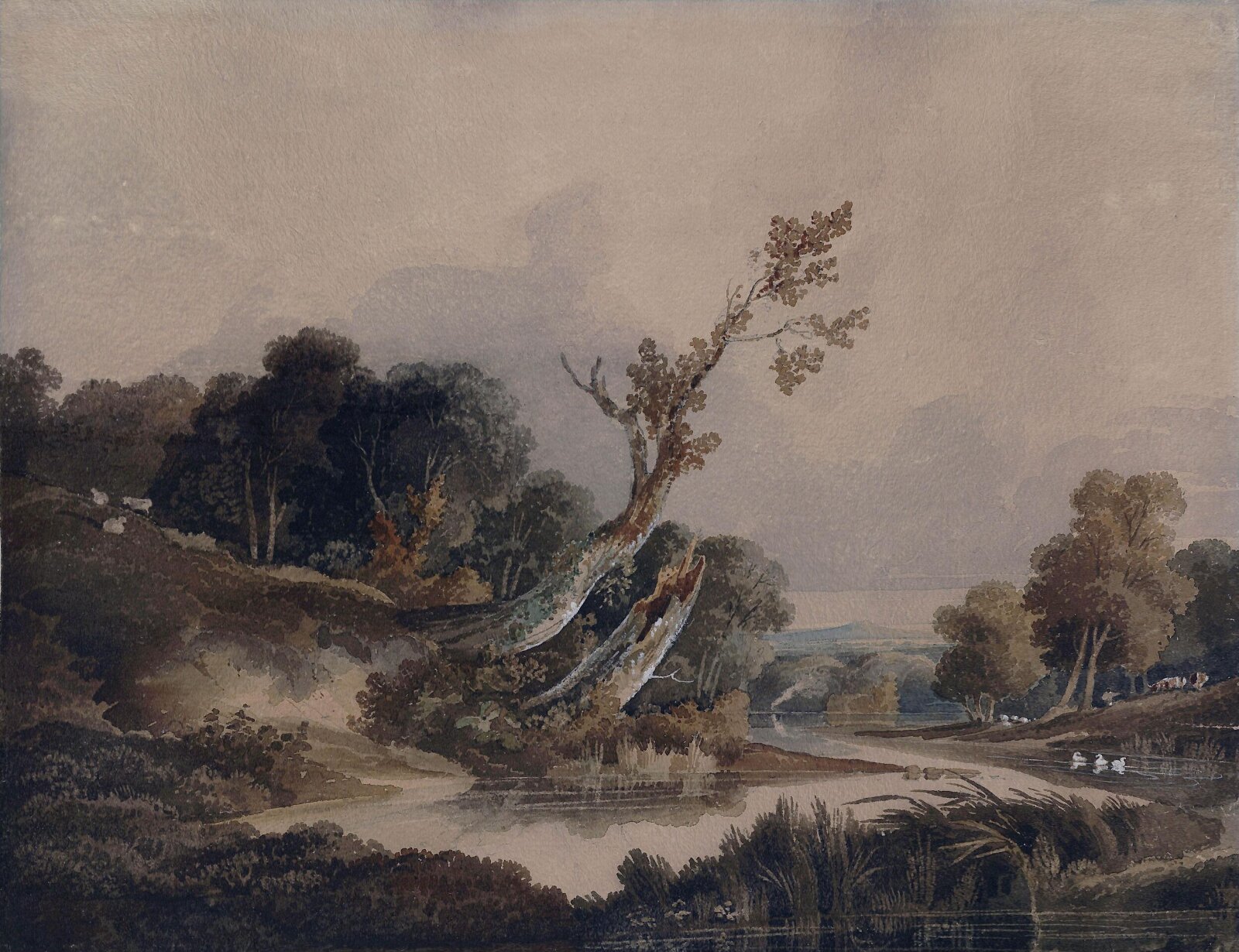 Landscape with trees and a stream, J. T. Young, 1810-25