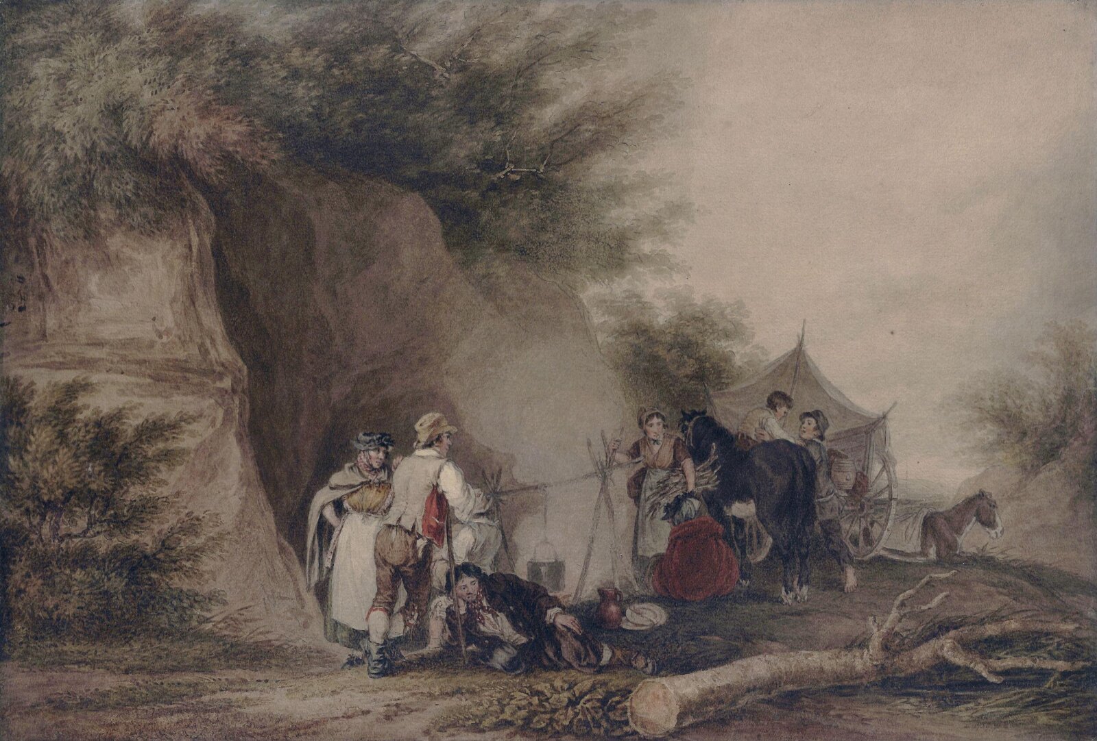 Gipsy Encampment, John Augustus Atkinson, ca. 1800-30