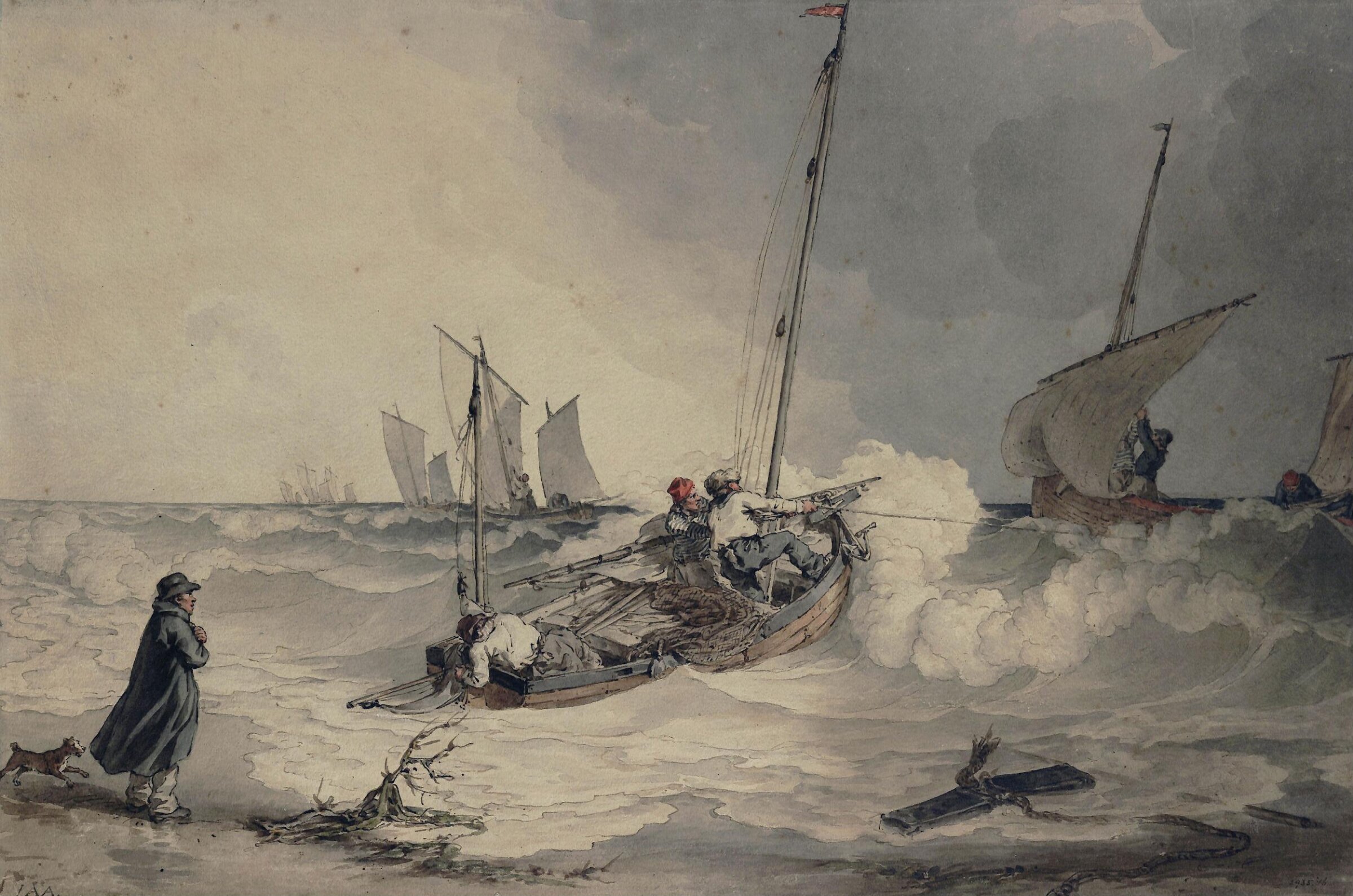 Fishing boats going out, John Augustus Atkinson, ca. 1800-31