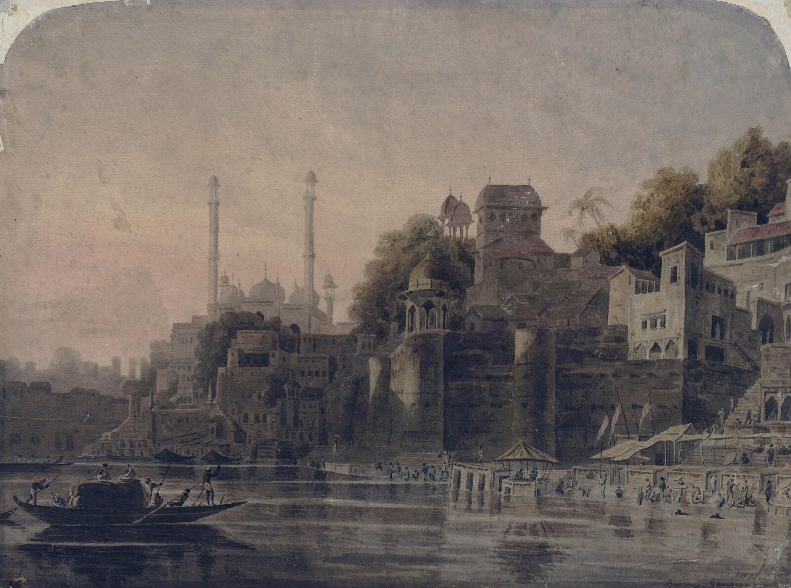 Benares on the Ganges, William Daniell, ca. 1788-1789