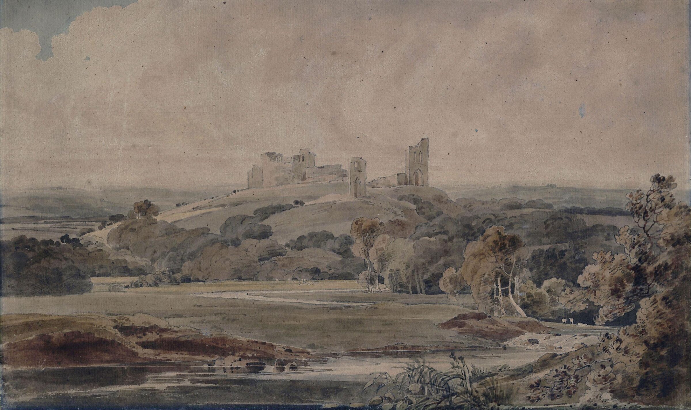 Tutbury Castle, Staffordshire, de Wint, 1805-49