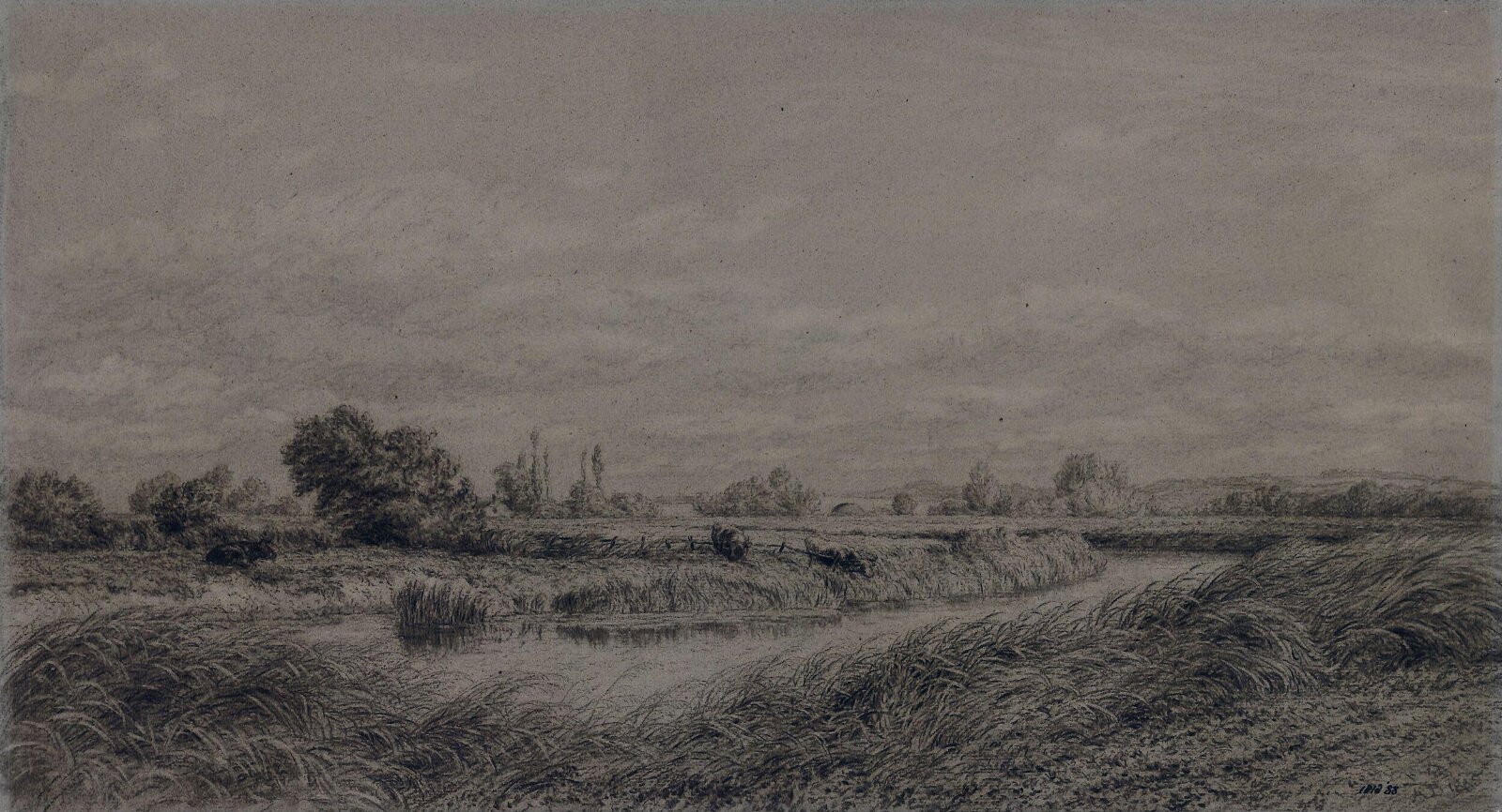 Landscape with river and cattle, Arthur Ditchfield, 1885