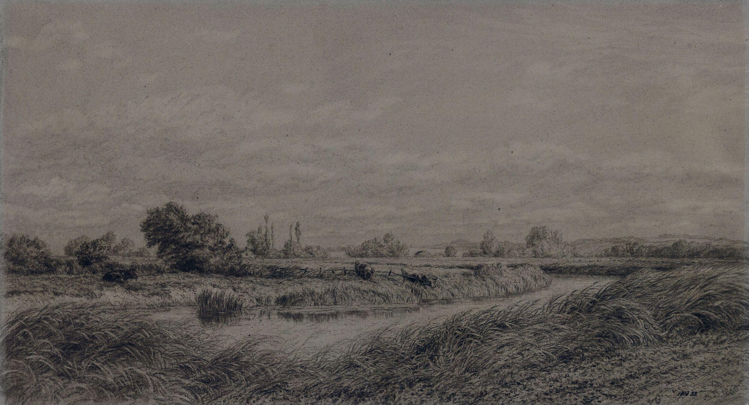 Landscape with river and cattle, Arthur Ditchfield, 1885