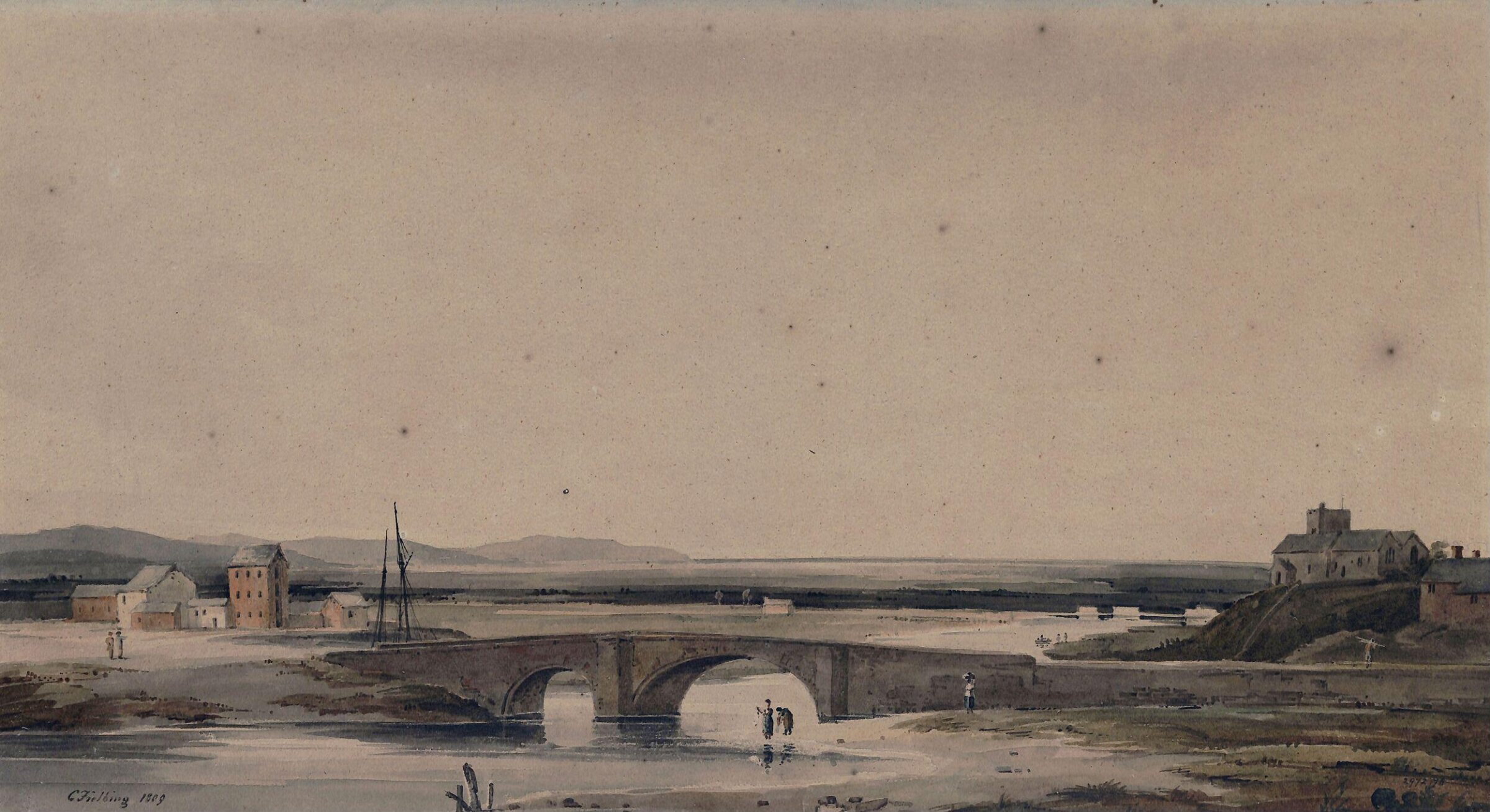 Rhuddlan Bridge, Flintshire, Copley Fielding, 1809