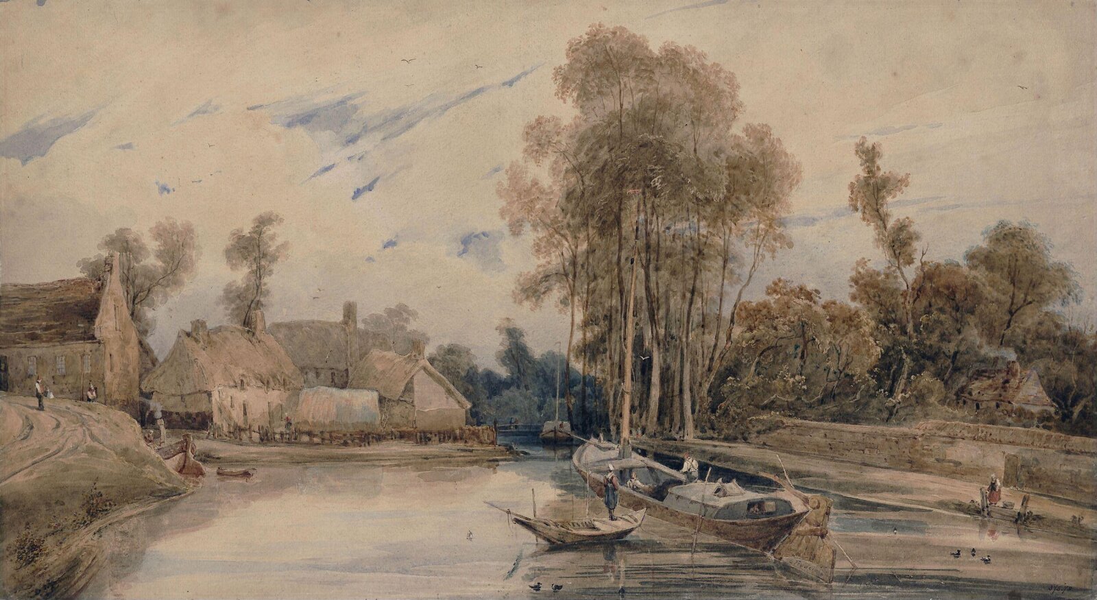 River with Barges, Francia, ca. 1800-39