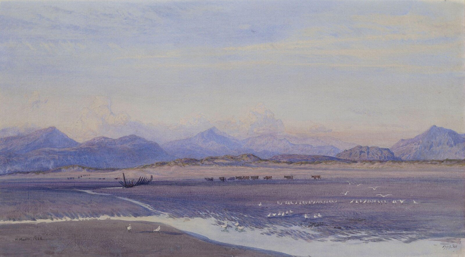 Port Madoc, North Wales : Sunset Effect, Henry Moore, 1868