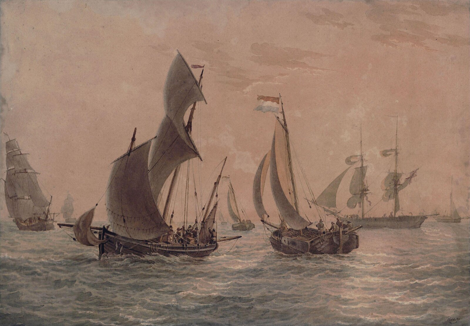 Shipping: Sunset, Henry Perlee Parker, mid 19th century