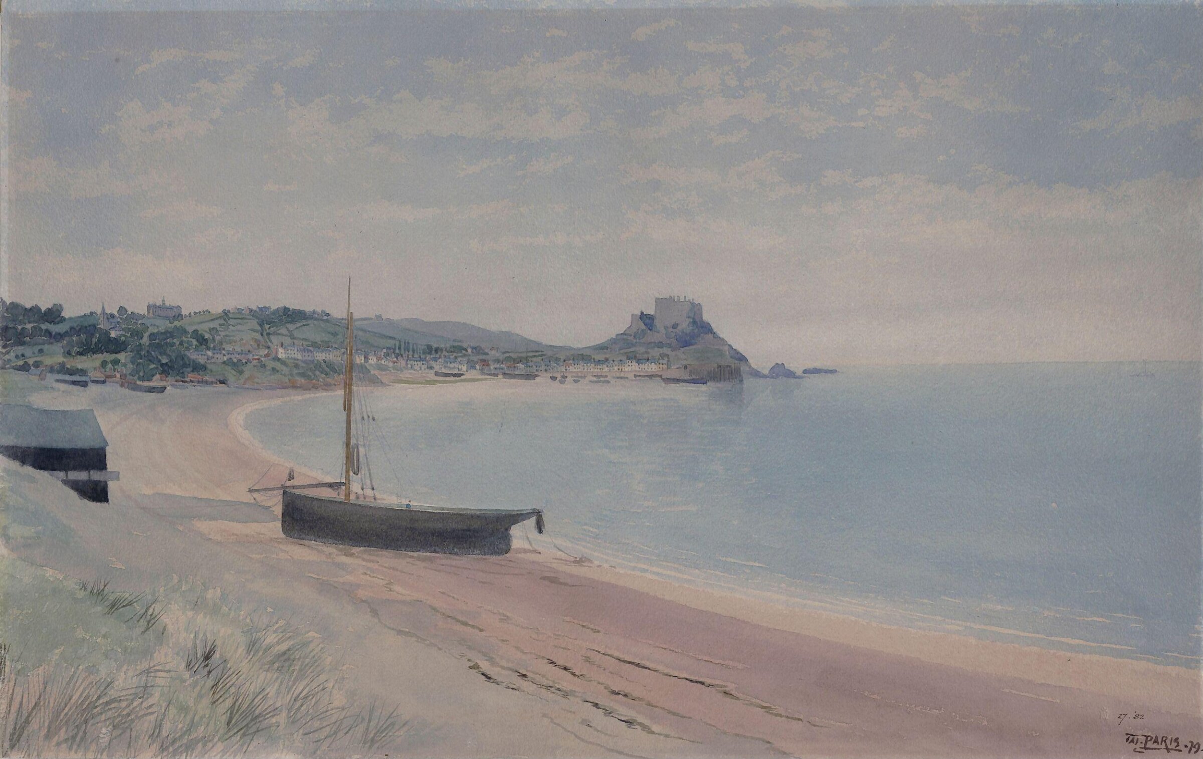 Coast scene at Gorey, Jersey, Walter Paris, late 19th century