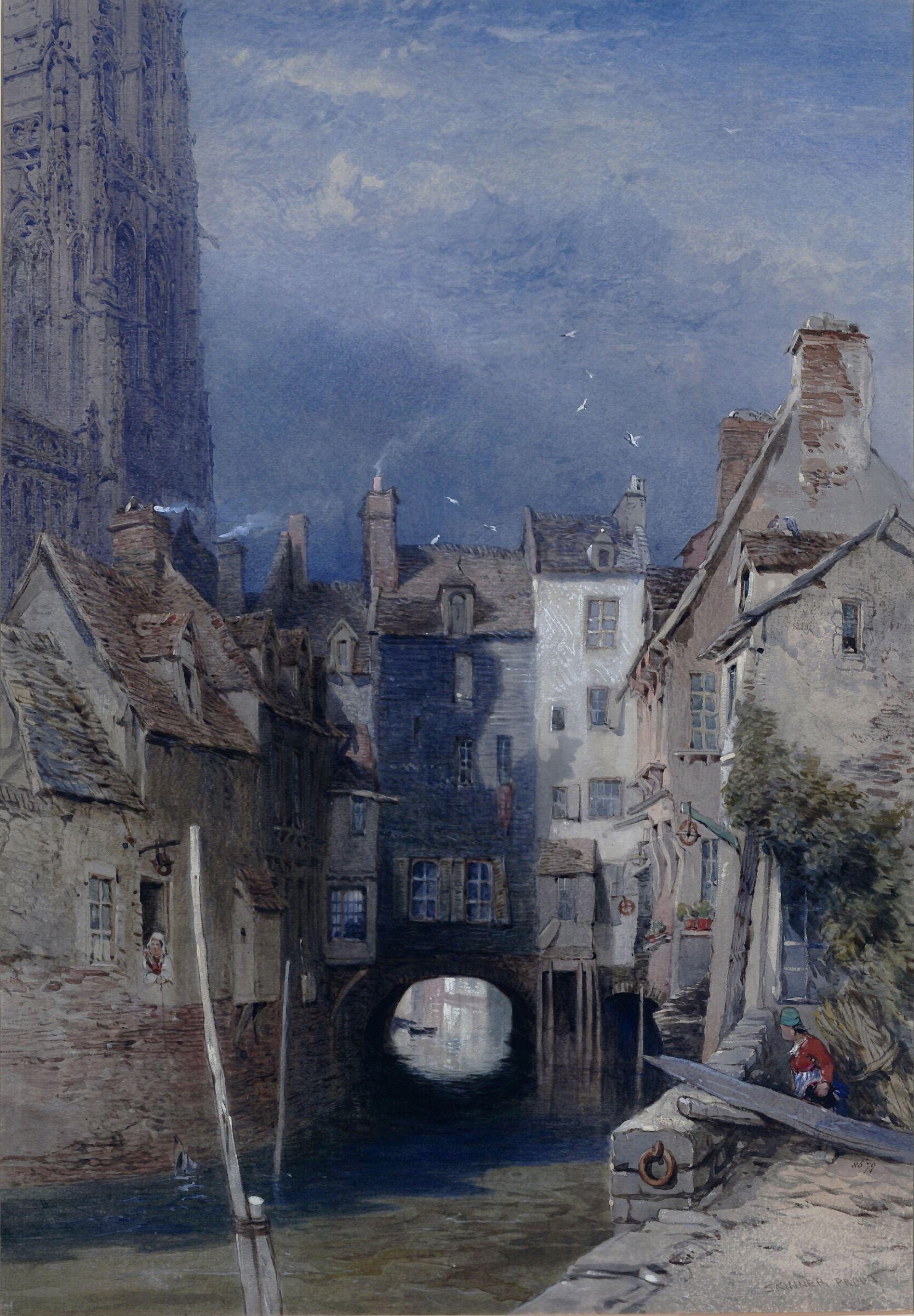 On the canal at Abbeville, Prout, ca. mid 19th century