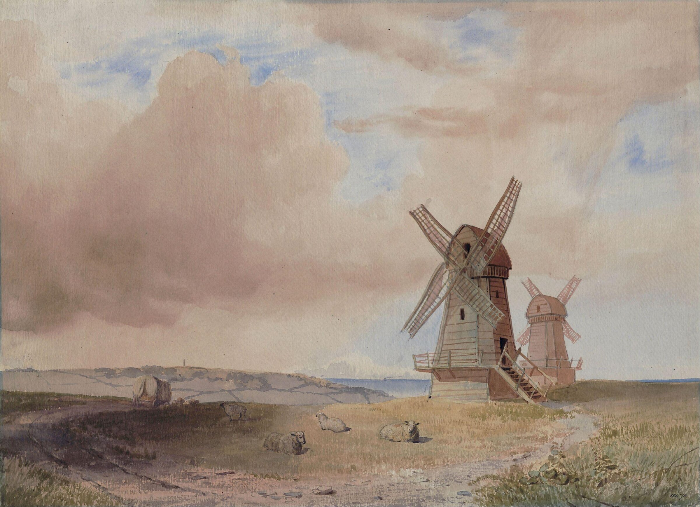 Landscape with Windmills, George Frederick Rosenberg, ca. 1845-69