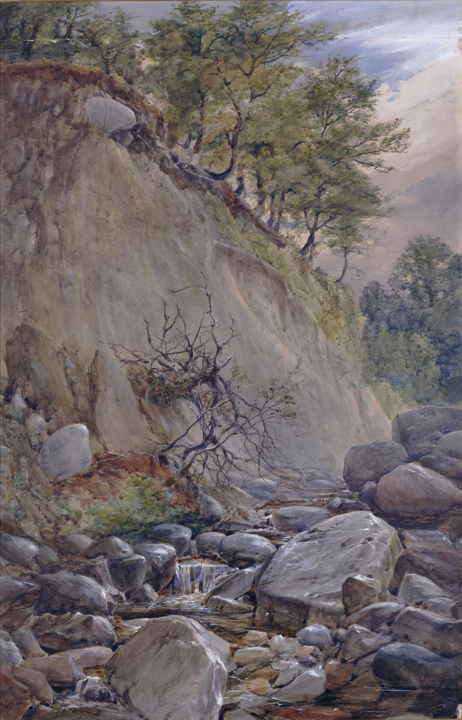Bed of a mountain torrent, North Wales, Charles Philip Slocombe, 1876
