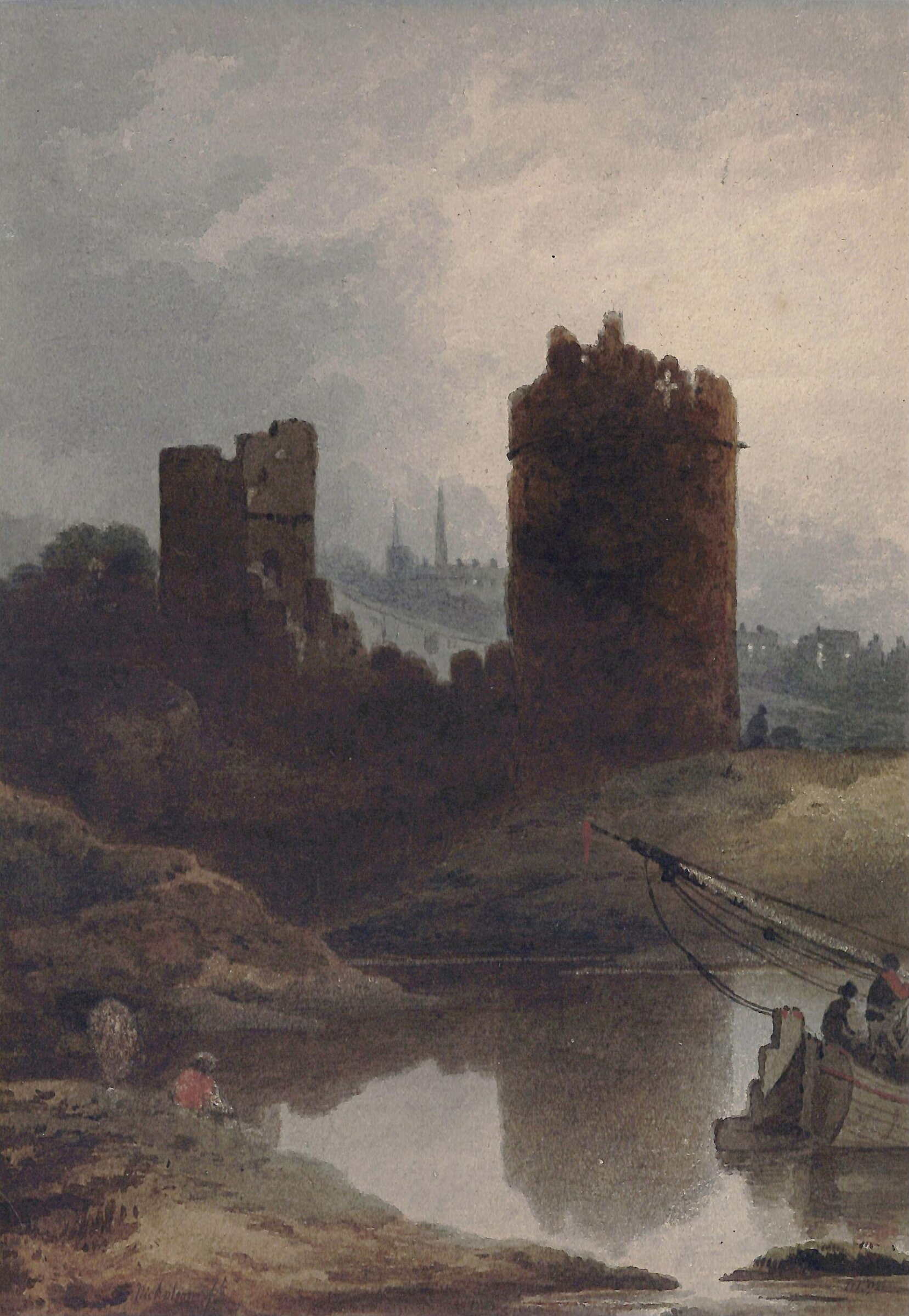 Irish Landscape with River and Castle: Evening, Alfred Nicholson, ca. 1813-20