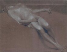Study of a recumbent nude male figure thumbnail 1
