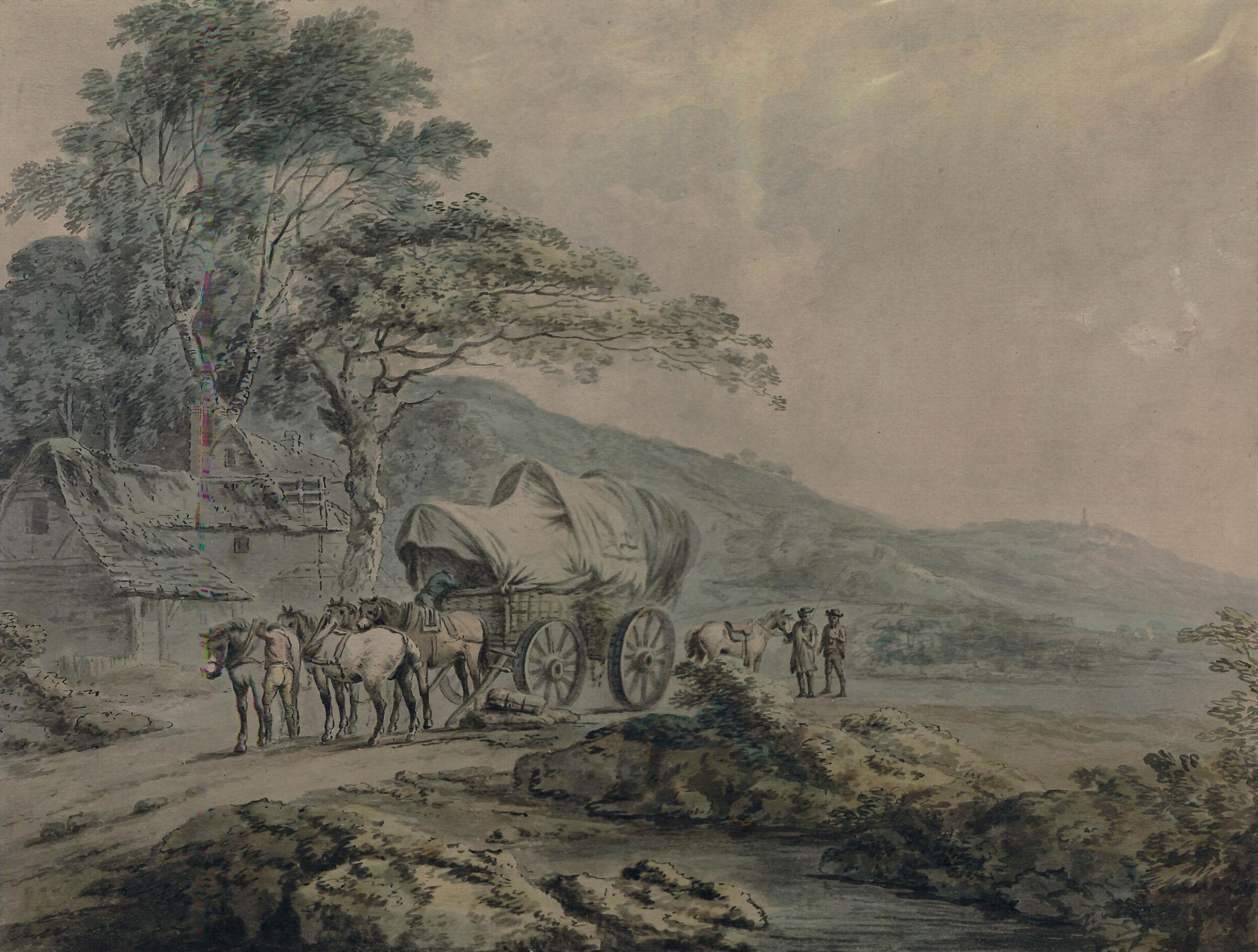 Landscape with wagon and figures, John Rathbone, ca. 1770-1807