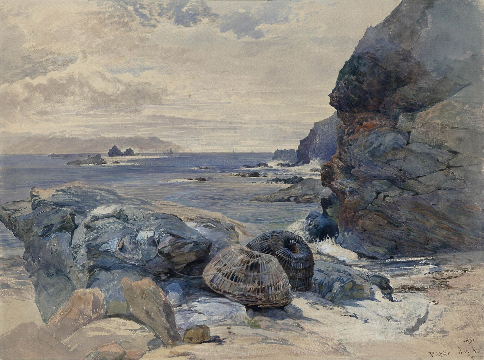 Coast scene, Polpeer, Cornwall, Philip Sheppard, 1860
