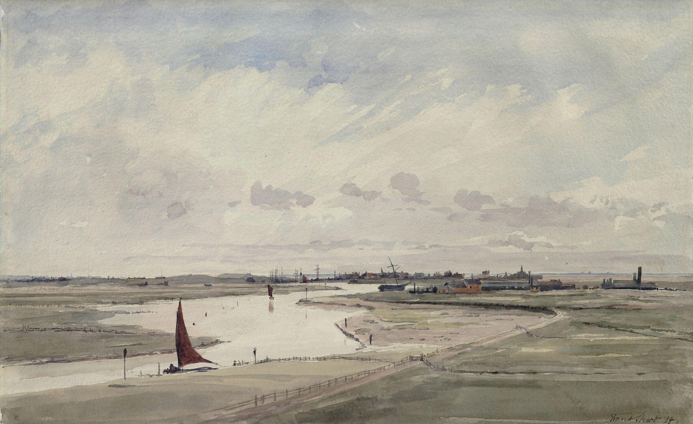 Rye Harbour, Sussex, Frank Short, 1884