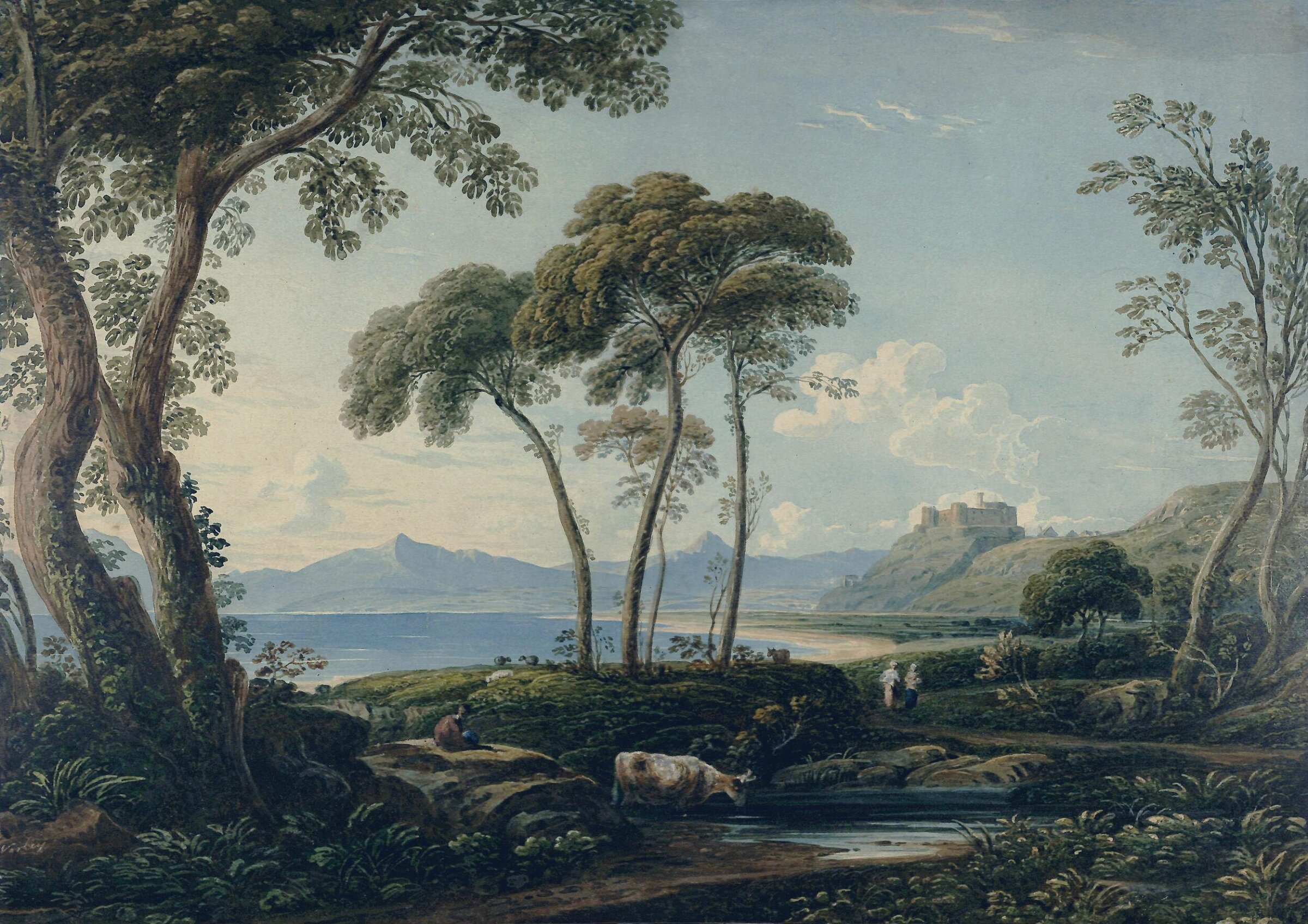 Landscape with Harlech Castle, John Varley, early 19th Century