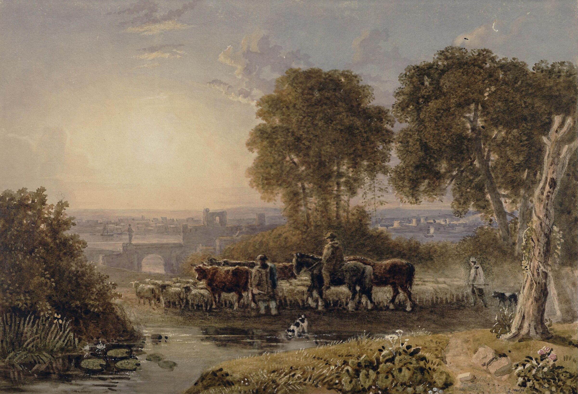 Landscape with Drovers, Barret, ca. 1795-1842