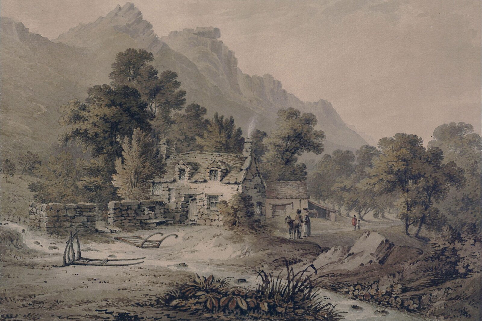 A cottage near Dolgelly, James Bourne, ca. 1800-50
