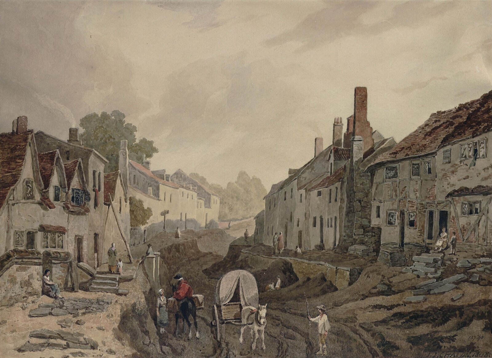 Street scene, Erith, Kent, Chalon, 1808