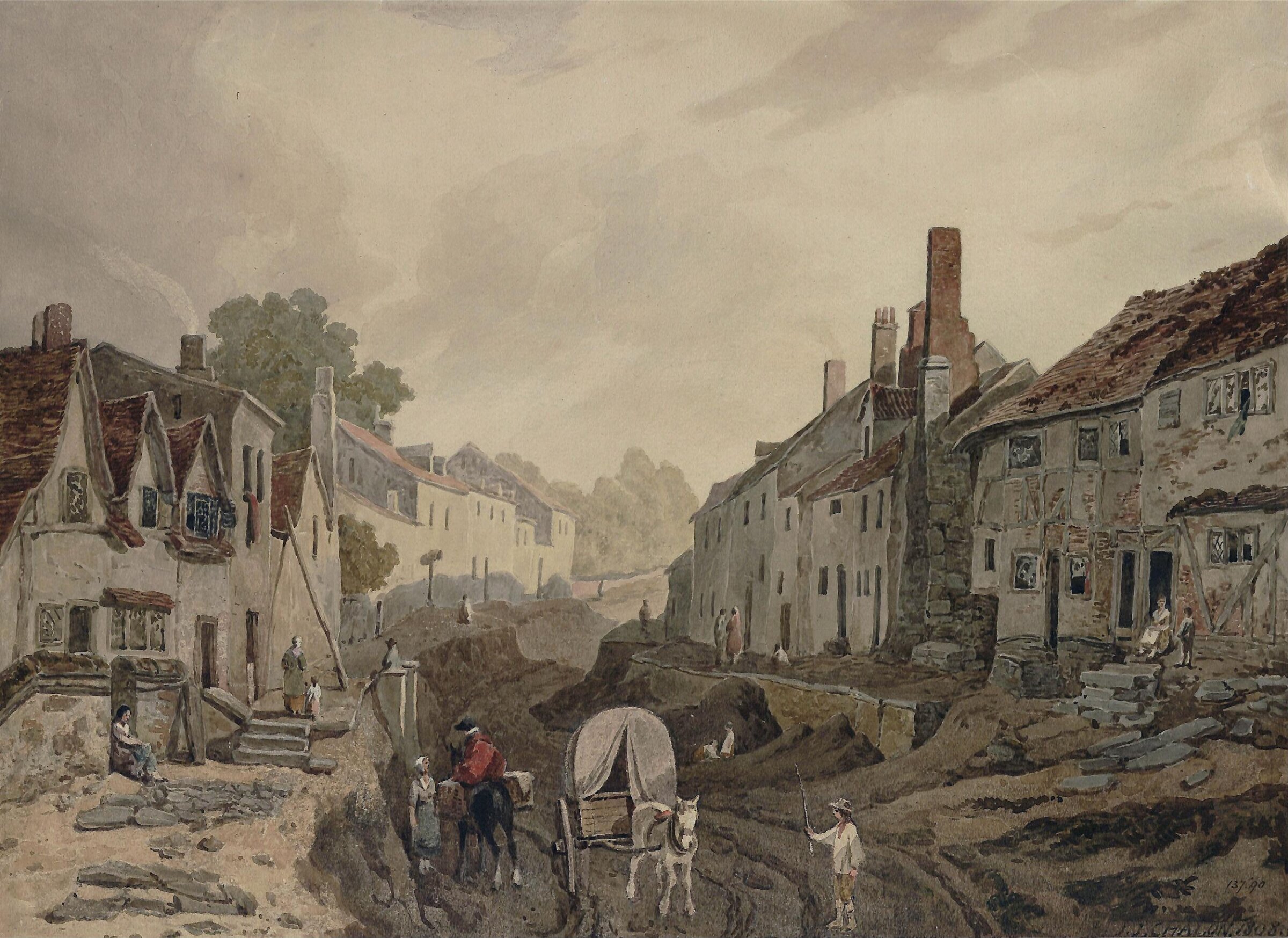 Street scene, Erith, Kent, Chalon, 1808