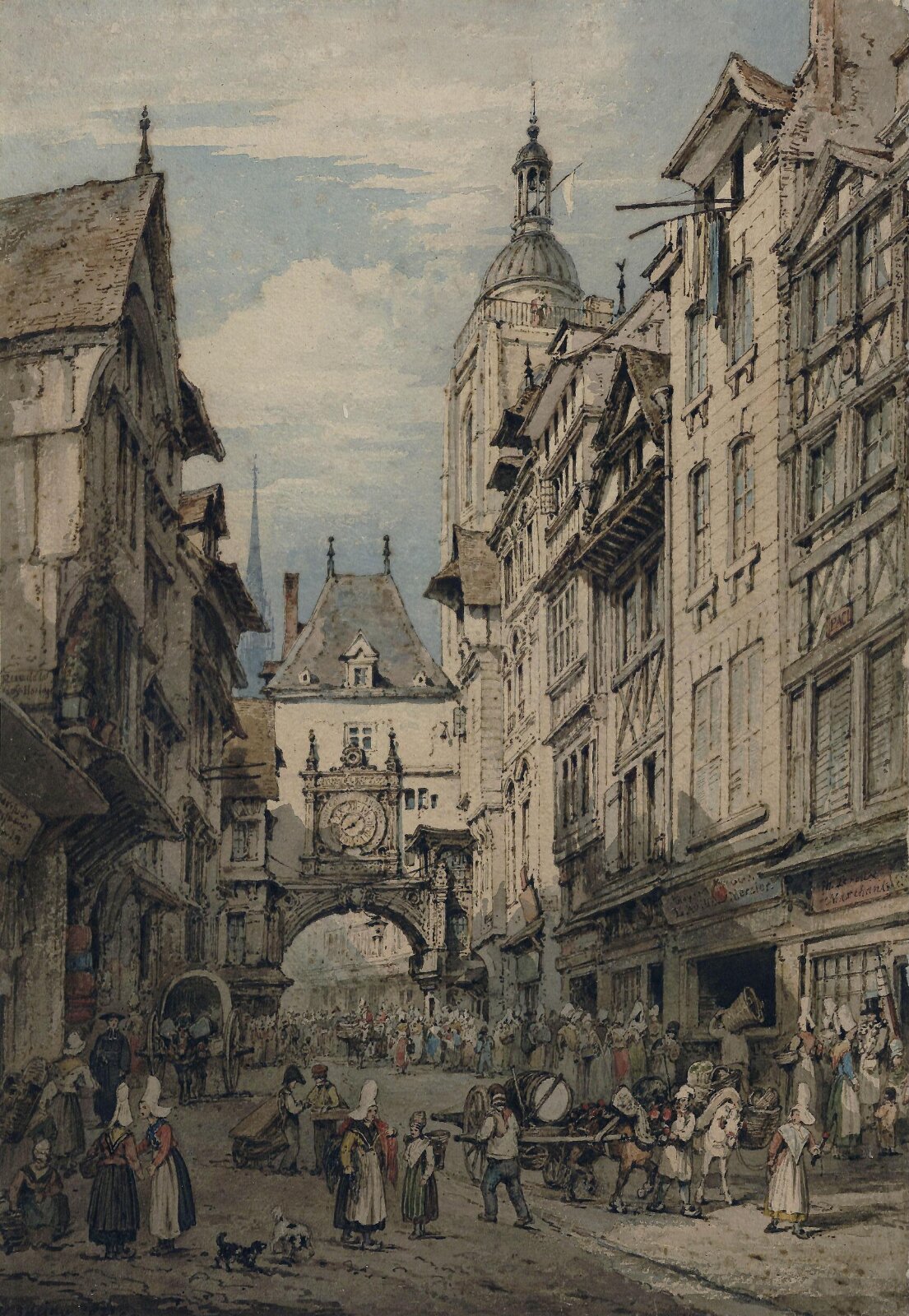 Rue de la Grosse Horloge, Henry Edridge, 1821