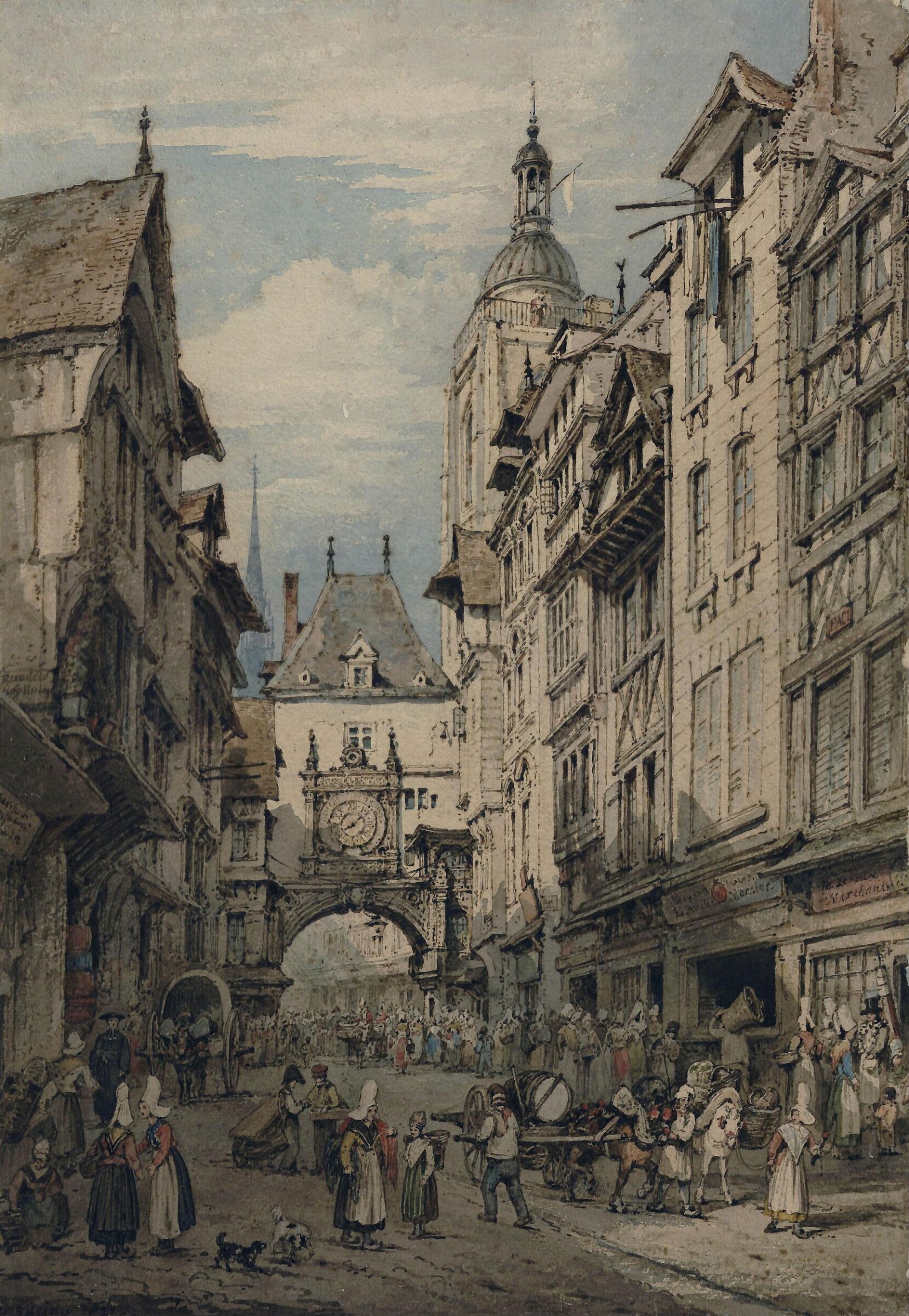 Rue de la Grosse Horloge, Henry Edridge, 1821
