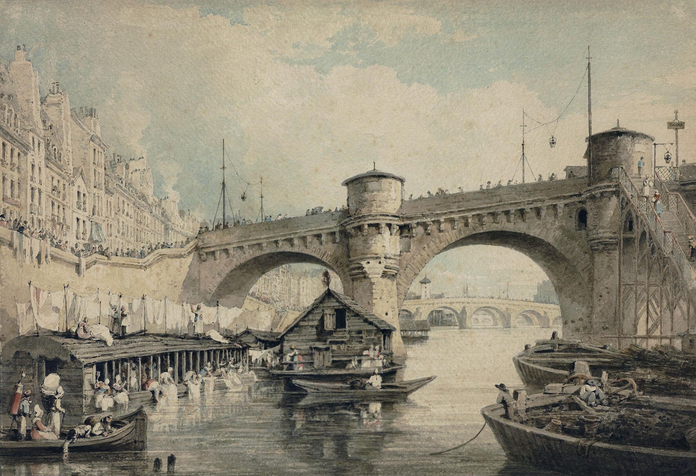 Pont Neuf, Paris, Henry Edridge, ca. 1817