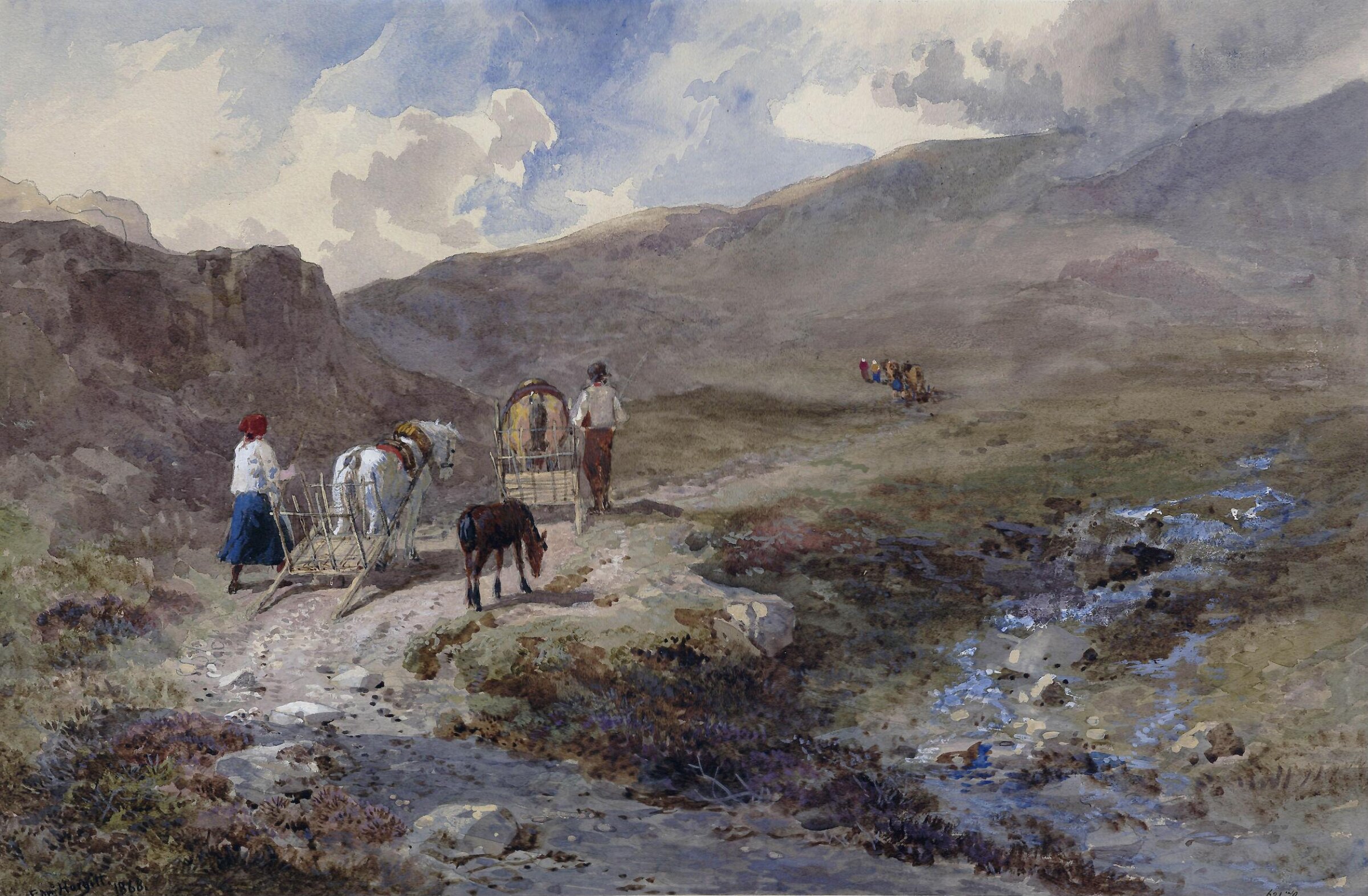 Mountain Scenery with peasants and drays, Edward Hargitt, 1868
