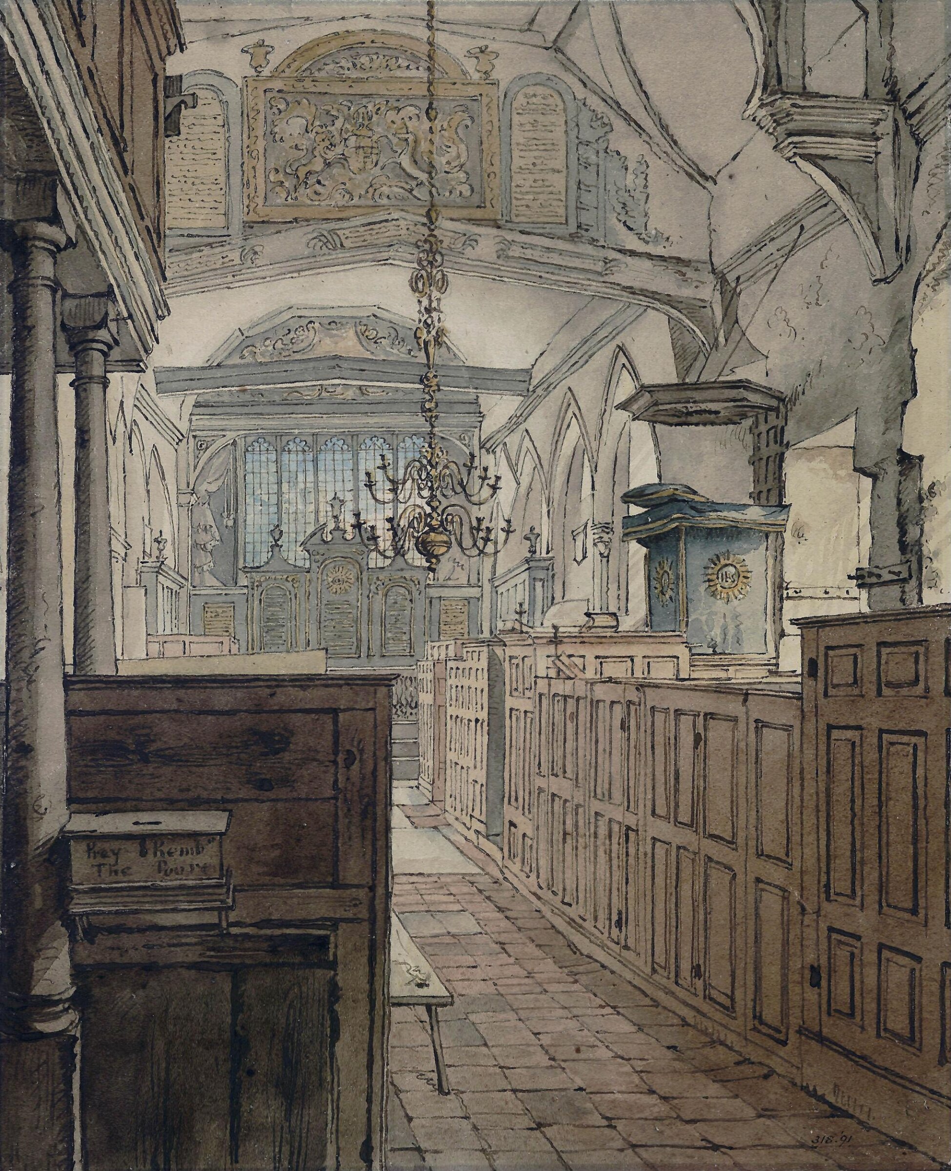 Interior of an old church, Henry Hunt, ca. 1810-1860