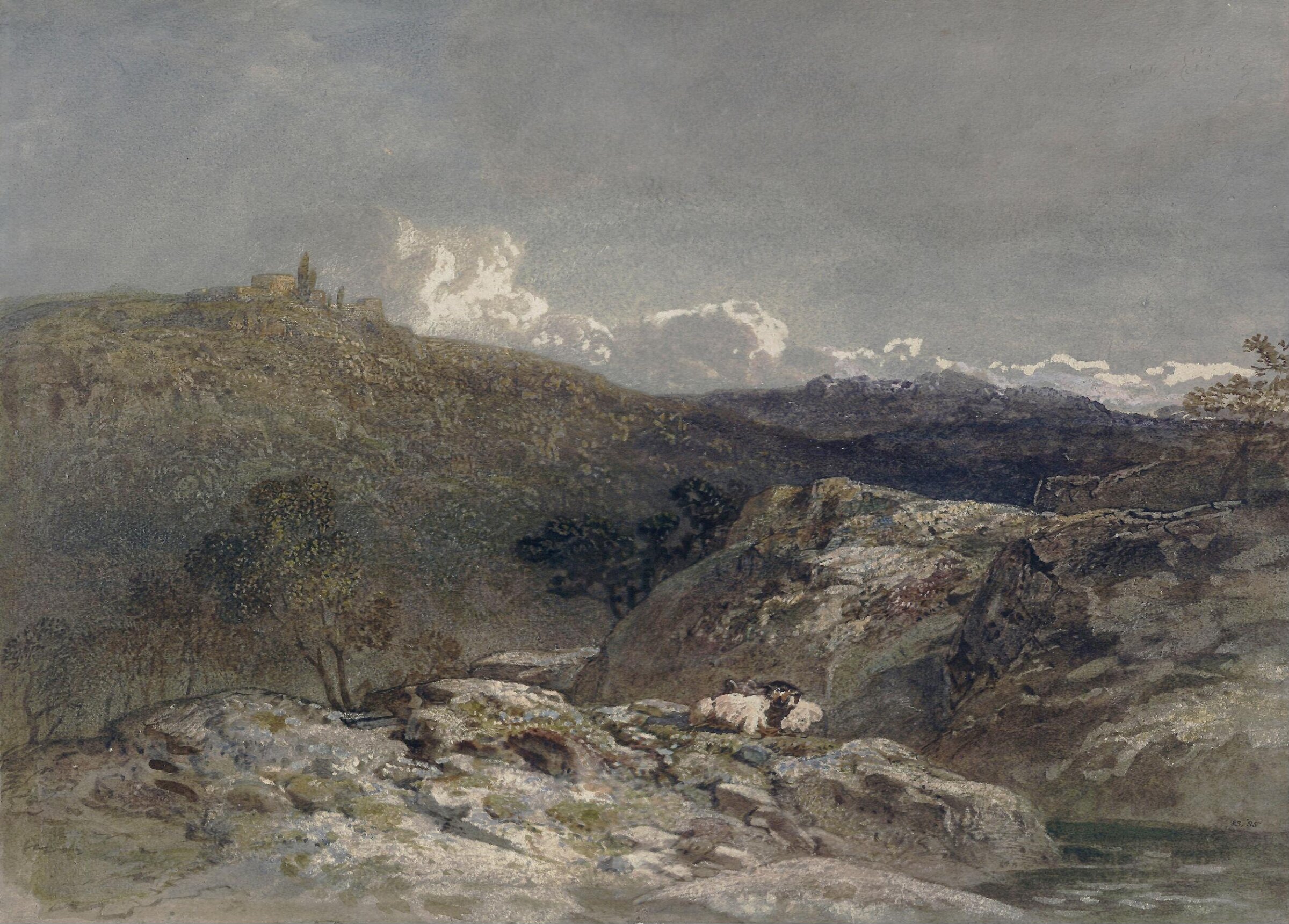 Mountainous landscape in 'Salvator Rosa's country', Harry John Johnson, ca. 1850-84