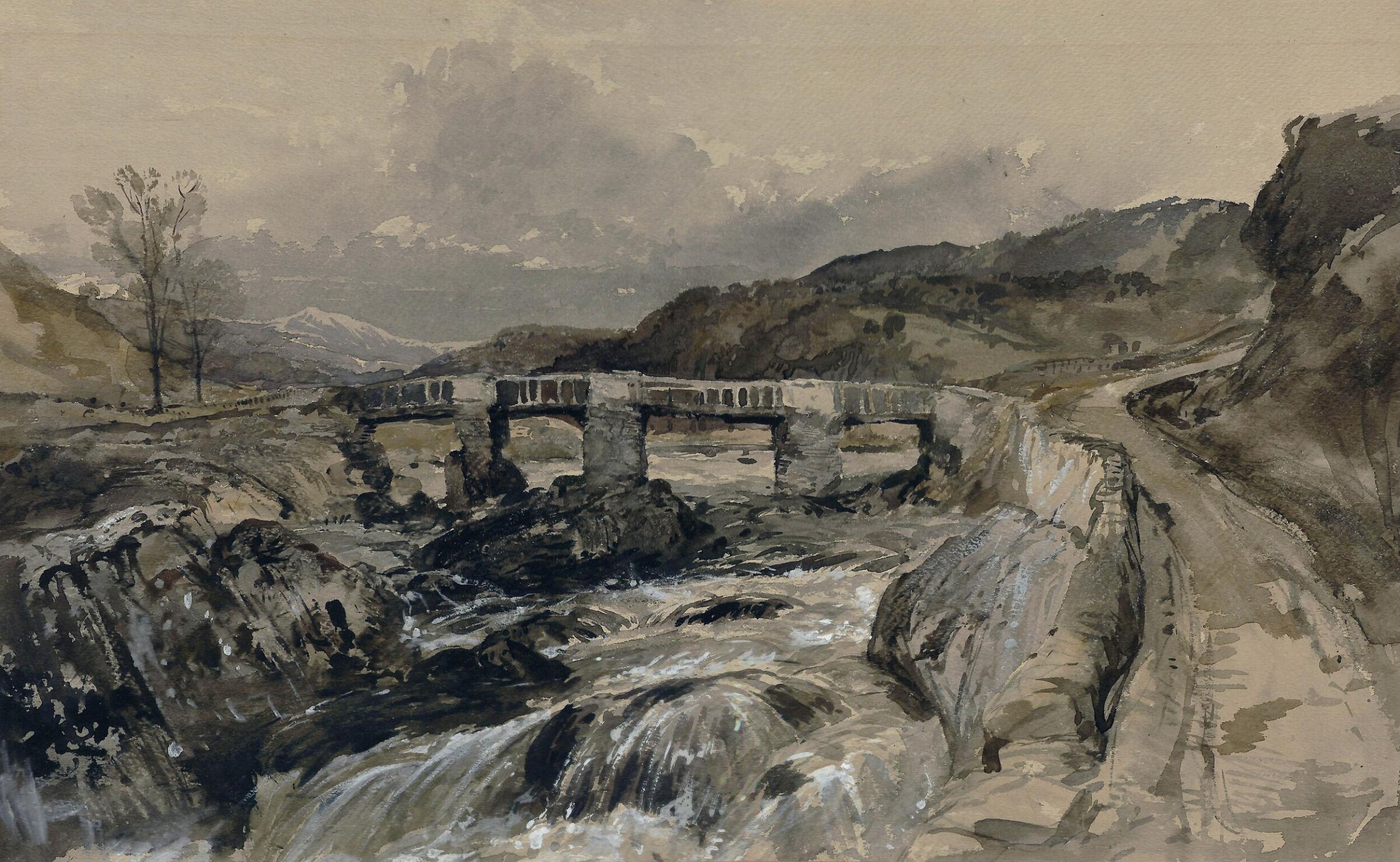 Bridge of the Lledr, North Wales, William James Müller, ca. 1835-45
