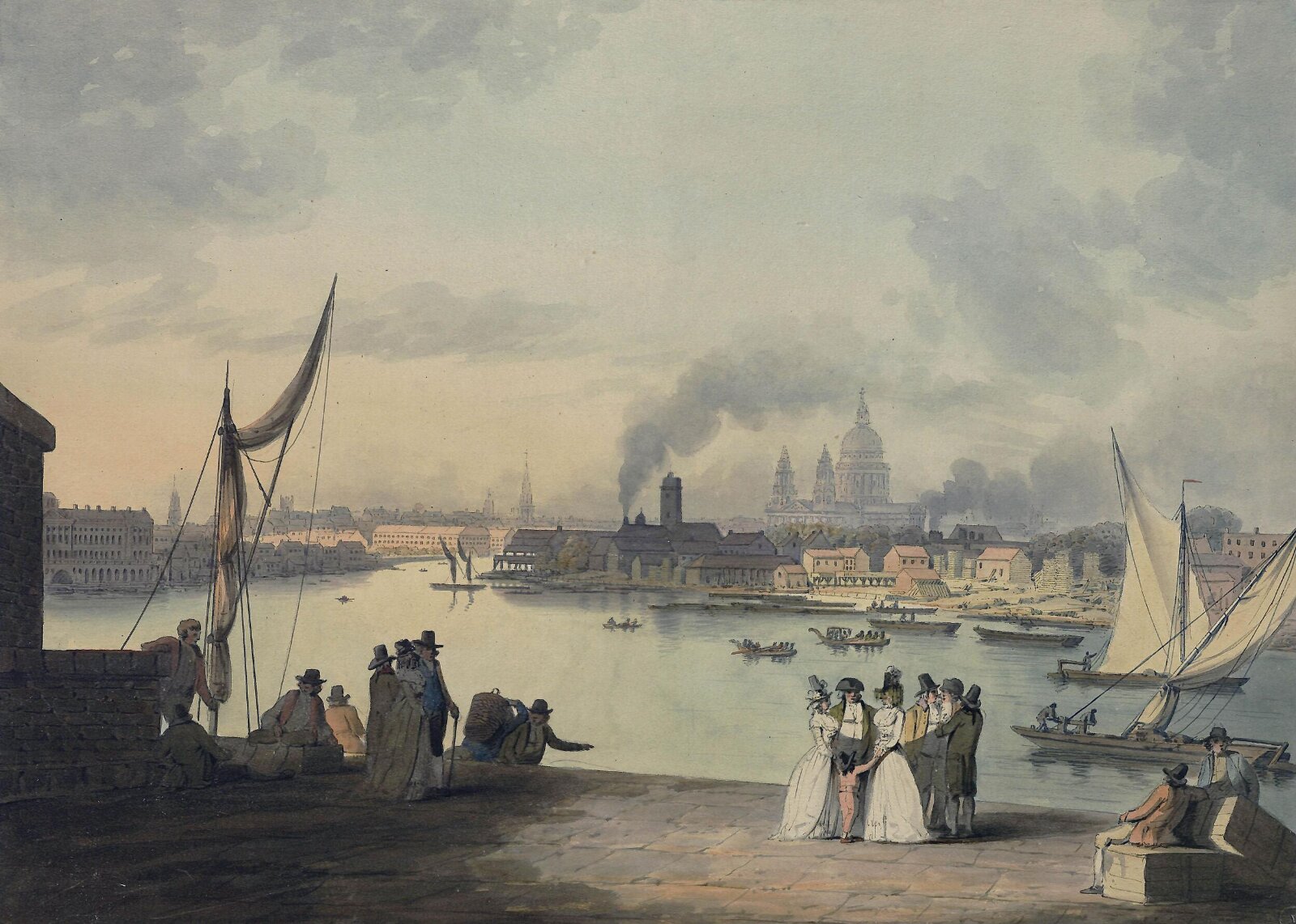 St. Paul's Cathedral from Westminster Bridge, William Payne, ca. 1776-1830