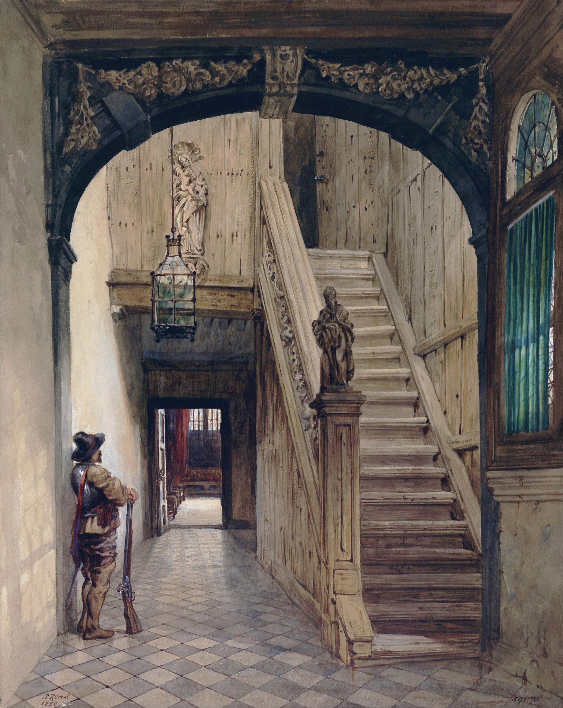 The Corridor, Brewer's Hall, Antwerp, Samuel Read, 1860